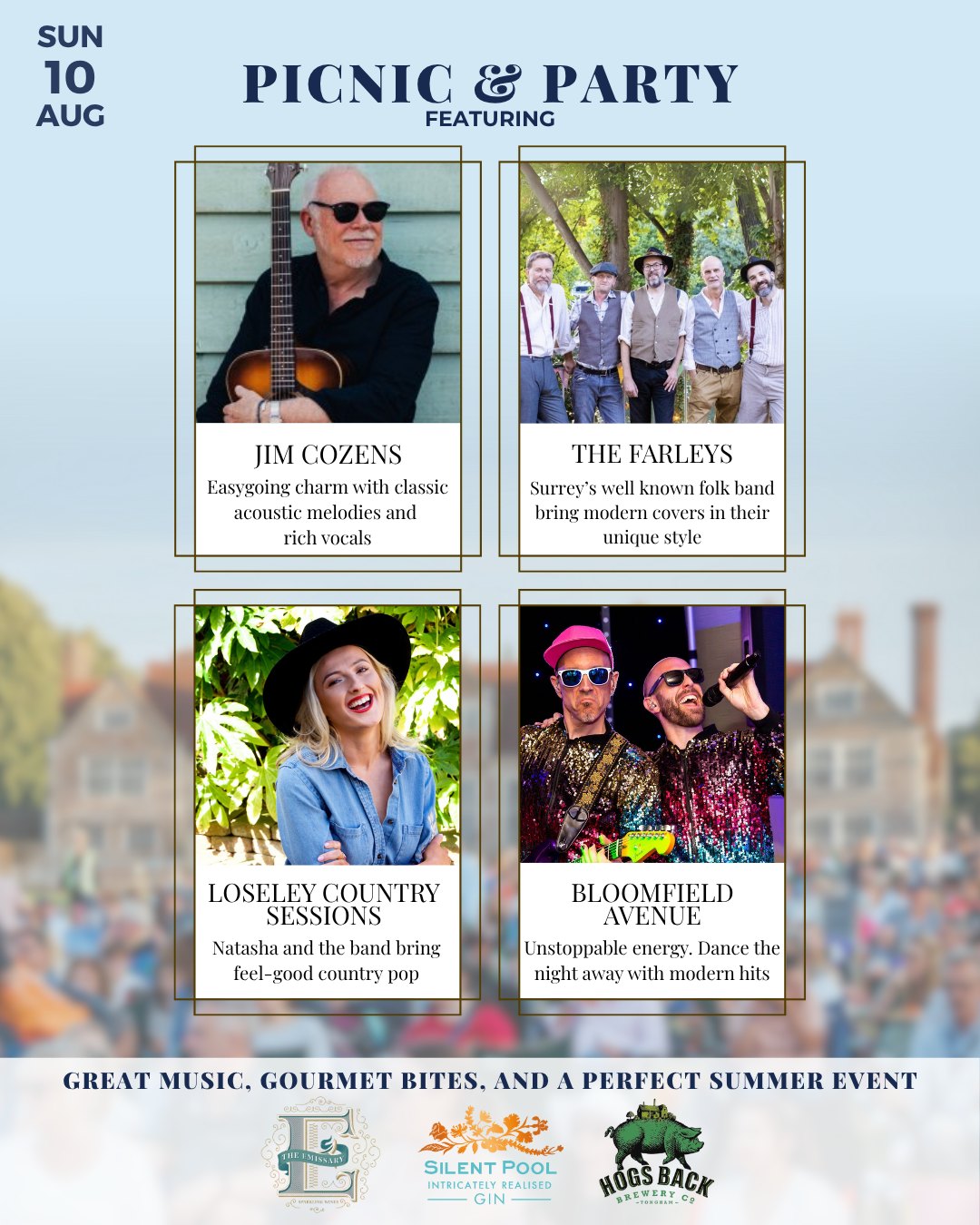 🎶 Looking for something to do this summer?
Spend Sunday 10th August soaking up sunshine, street food, and live music at Picnic & Party – part of Live at Loseley in the stunning grounds of Loseley Park, Surrey.
☀️ Gates open from 2pm for an afternoon of feel-good vibes, acoustic charm, and picnic-perfect entertainment:
🍔 With great food vendors, refreshing drinks, and gorgeous gardens to explore, it’s the perfect way to end your summer weekend.
📍 Loseley Park, Surrey
🗓️ Sunday 10 August 2025 | ⏰ Gates open 2 PM
🎟️ Tickets going fast – book now at liveatloseley.com
#LiveAtLoseley #LoseleyCountrySessions #SummerFestival #LiveMusicSurrey #ThingsToDoAugust #SurreyEvents #OutdoorConcert #PicnicAndParty #FamilyFestival #SundayFunday #FoodAndMusic