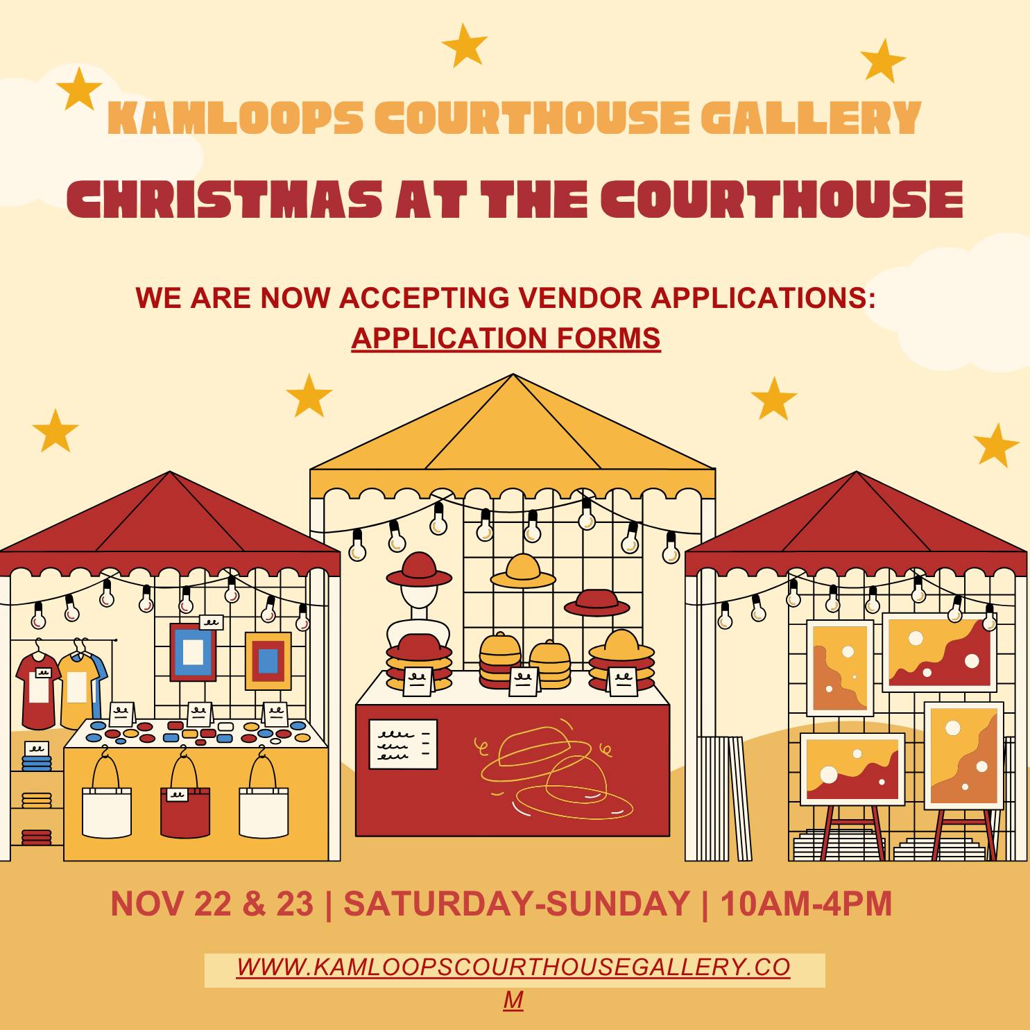 Vendor applications for Christmas at the Courthouse are now being accepted1 #kamloopsartisan #kamloops #handmadeart #bcartist #kamloopsartist #artistcollective #bcartisans