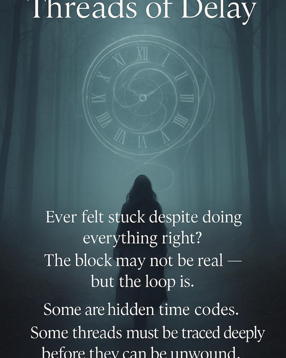 ✨ THREADS OF DELAY ✨
You’ve done the work.
The healing.
The rituals.
The alignment.
And yet… nothing moves.
Not every delay is a block.
Some are hidden time codes—
karmic pauses, betrayal paralysis, energetic loops.
They don’t resist you.
They hold you.
Silently. Repeating.
Some threads must be honored.
Others can be cut.
But only if you trace them first.