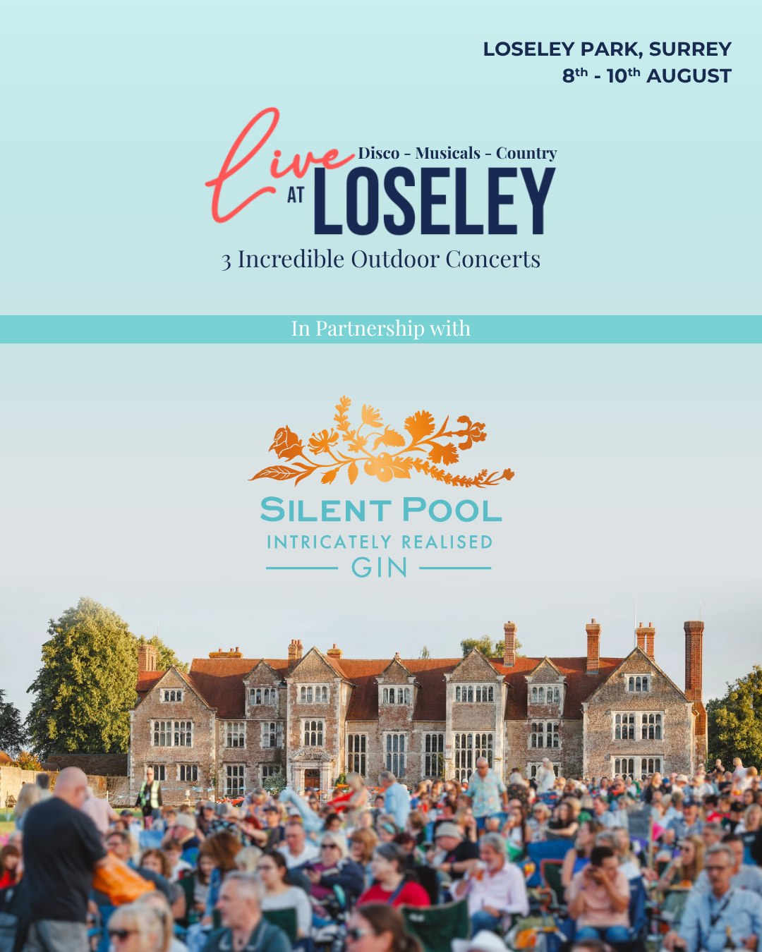 🍸✨ The perfect pour for a perfect night...
We’re proud to be exclusively serving Silent Pool Gin at Live at Loseley - available at our Main Stage Bar and in the VIP Bar all weekend long!
Distilled just minutes from Loseley Park in the heart of the Surrey Hills, Silent Pool Gin is award-winning, locally crafted, and loved for its crisp, refreshing flavour and elegant finish.
Whether you're sipping a classic G&T in the VIP area or raising a glass during the fireworks, there’s no better way to toast a summer evening.
@silentpooldistillers @visitsurrey @essentialsurrey
🎟️ Final tickets: liveatloseley.com (Link in Bio)
📍 8th –10th August | Loseley Park, Surrey
#LiveAtLoseley #SilentPoolGin #SurreyGin #VIPExperience #OutdoorFestival #SummerInSurrey #GinLovers #SilentPool #LoseleyPark #CraftGin