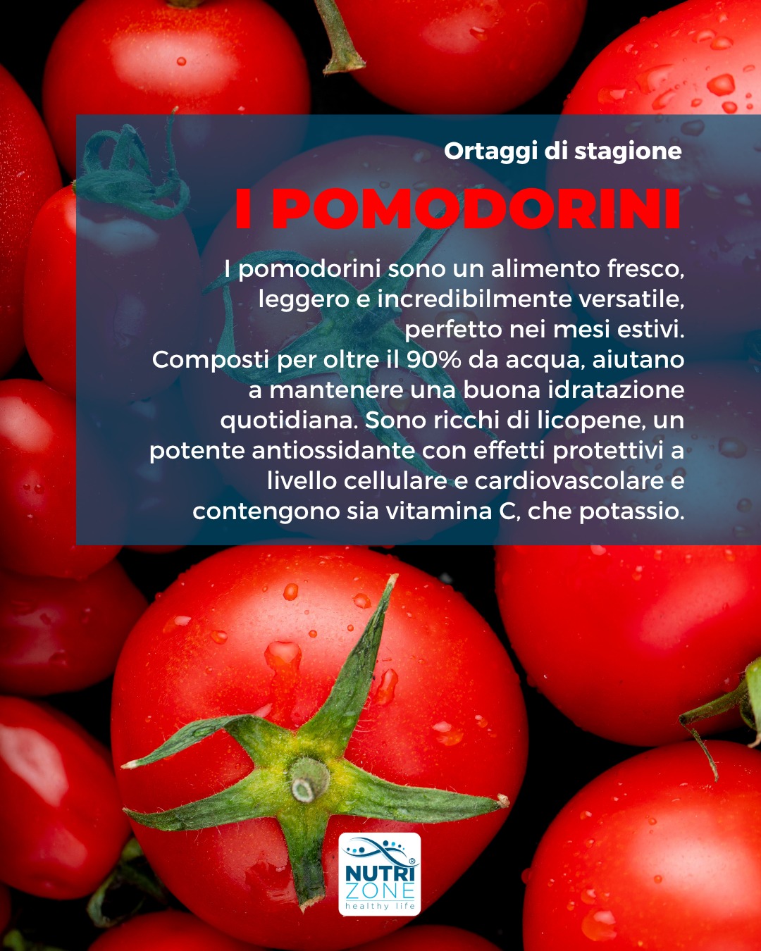 POMODORINI 🍅🤏
I pomodorini sono un alimento fresco, leggero e incredibilmente versatile,
perfetto nei mesi estivi.
Composti per oltre il 90% da acqua, aiutano a mantenere una buona idratazione quotidiana.
Sono ricchi di licopene, un potente antiossidante con effetti protettivi a livello cellulare e cardiovascolare e contengono sia vitamina C, che potassio.
#teamNutriZone #nutrizone #nutrizione #nutrizionista #biologonutrizionista #biologobrescia #nutrizionistabrescia #biologonutrizionistabrescia #brescia #lombardia #alimentazione #alimentazionesana #cucinasana #cucinasalutare #pomodorini
