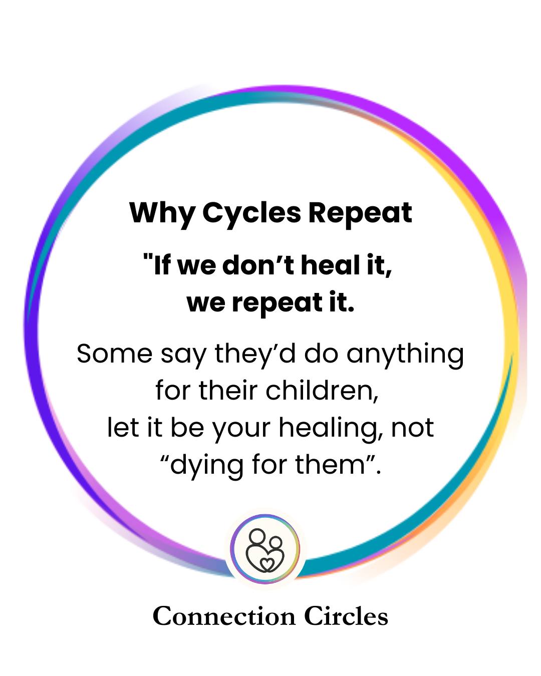 The most profound thing we can do for our children is heal - this stops the cycles, cycles of dysfunction and abuse. This allows us to create space to be present, intentional and connected.