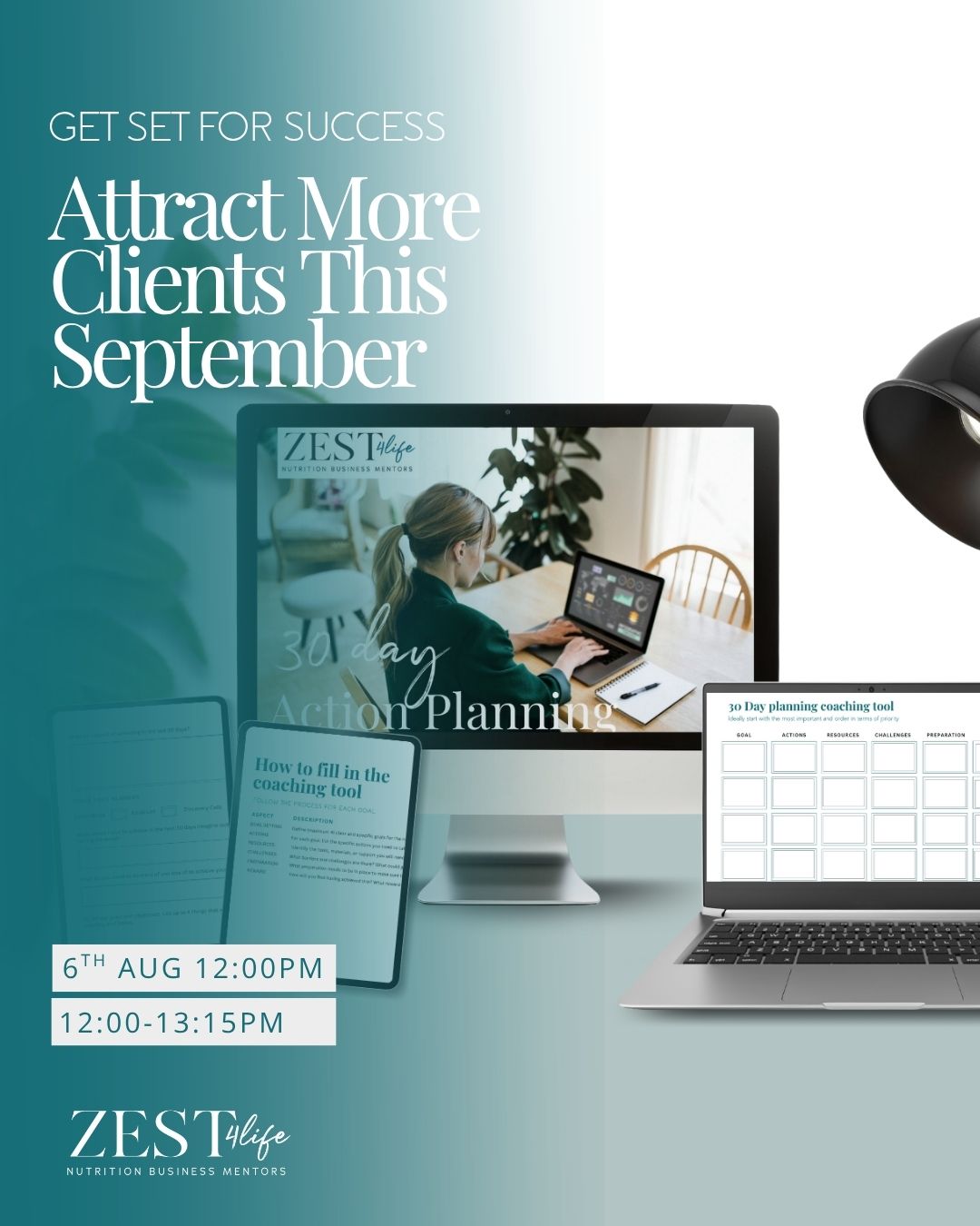 Join us on Wednesday!
Get Set for Success: Attract More Clients This September
FREE Interactive Workshop: Wednesday 6th August at 12-13:15PM
Wouldn’t it feel amazing to head into September with a full diary of motivated clients, ready to take action?
Summer can be a slower season for Health & Nutrition Professionals—but it’s also the perfect time to work on your business, not just in it. Why? Because September is the “Second January”. Clients come back from the summer refreshed, routines return to normal, and they're ready to prioritise their health again.
So… will you be ready when they are?
Join Zest CEO Ann Garry and Zest Mentors Ami Gilder and Vicky Barnard, this week on Wednesday 6th August at 12 noon for a FREE value-packed coaching session to help you prepare for one of the biggest client surges of the year.
In just over an hour, you’ll:
✅ Learn top client attraction strategies to fill your books in September, presented by CEO Ann Garry
✅ Work with Zest Business Mentors to create a marketing plan that's right for your practice
✅Brainstorm ideas and get feedback from your Zest Mentors
✅ Hear what's working for others in your profession
✅ Get focused so you can be as effective in attracting clients, in half the amount of time; then you can enjoy the summer (guilt-free) and still take the vital actions to ensure you don't miss out on this important time.
🎁 BONUS: You’ll also receive our 30-day planning tool to use during (and after) the session. You'll leave with a clear plan, fresh motivation, and the ability to work without the overwhelm.
Don’t wait for September to arrive—prepare for it now, book yourself in via the link in bio.