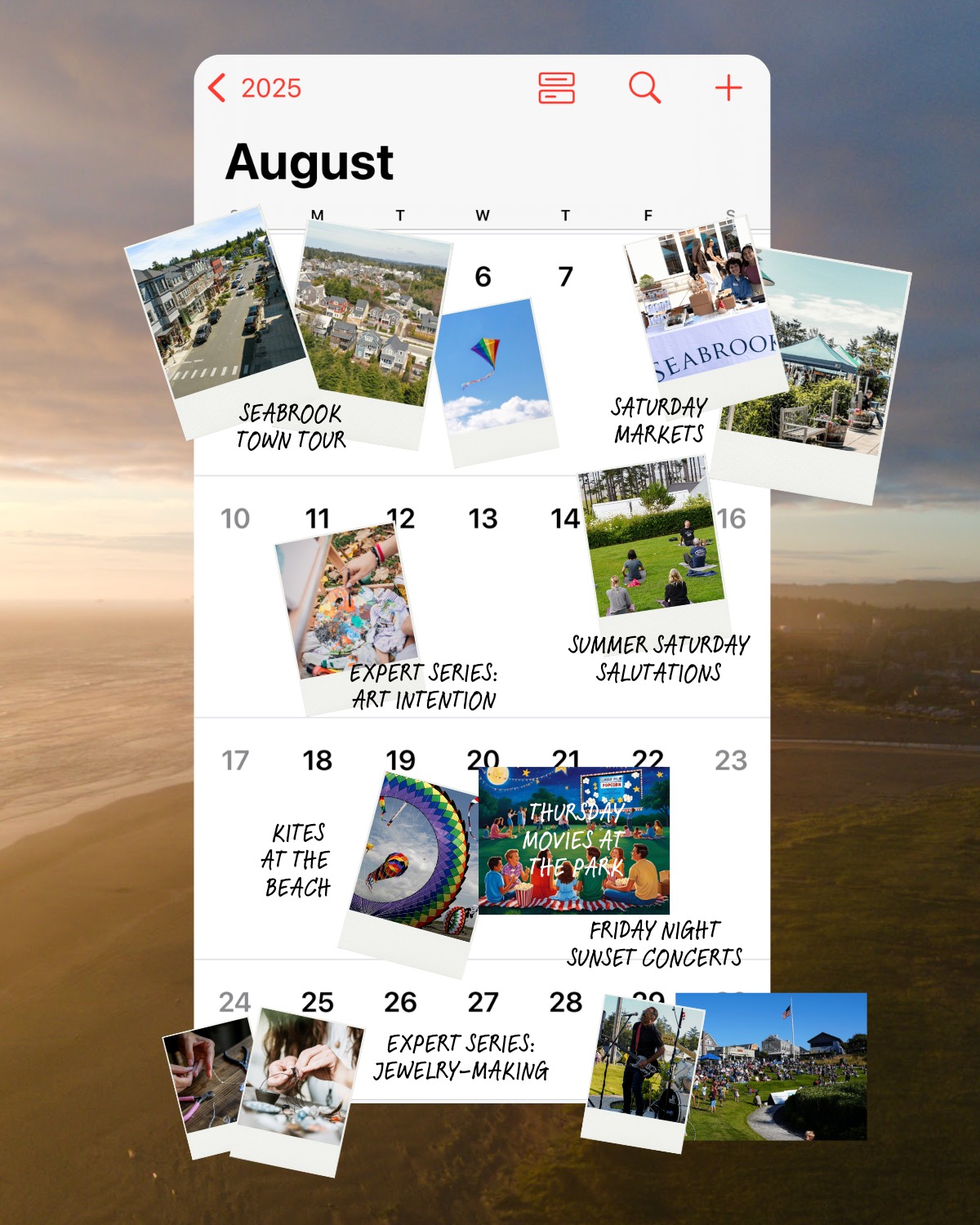 From farmers markets to forest quests, Seabrook’s August calendar is a choose-your-own-adventure kind of line-up.
🌊 Mornings on the mat
🪁 Afternoons at the beach
🎥 Nights in the park
🌲 And a full weekly lineup at the Adventure Park
Save this list for your stay. DM “ADVENTURE” for this week’s schedule.
#seabrookwa #pnwgetaway #familyadventures #chooseyourownadventure #summerinthepnw