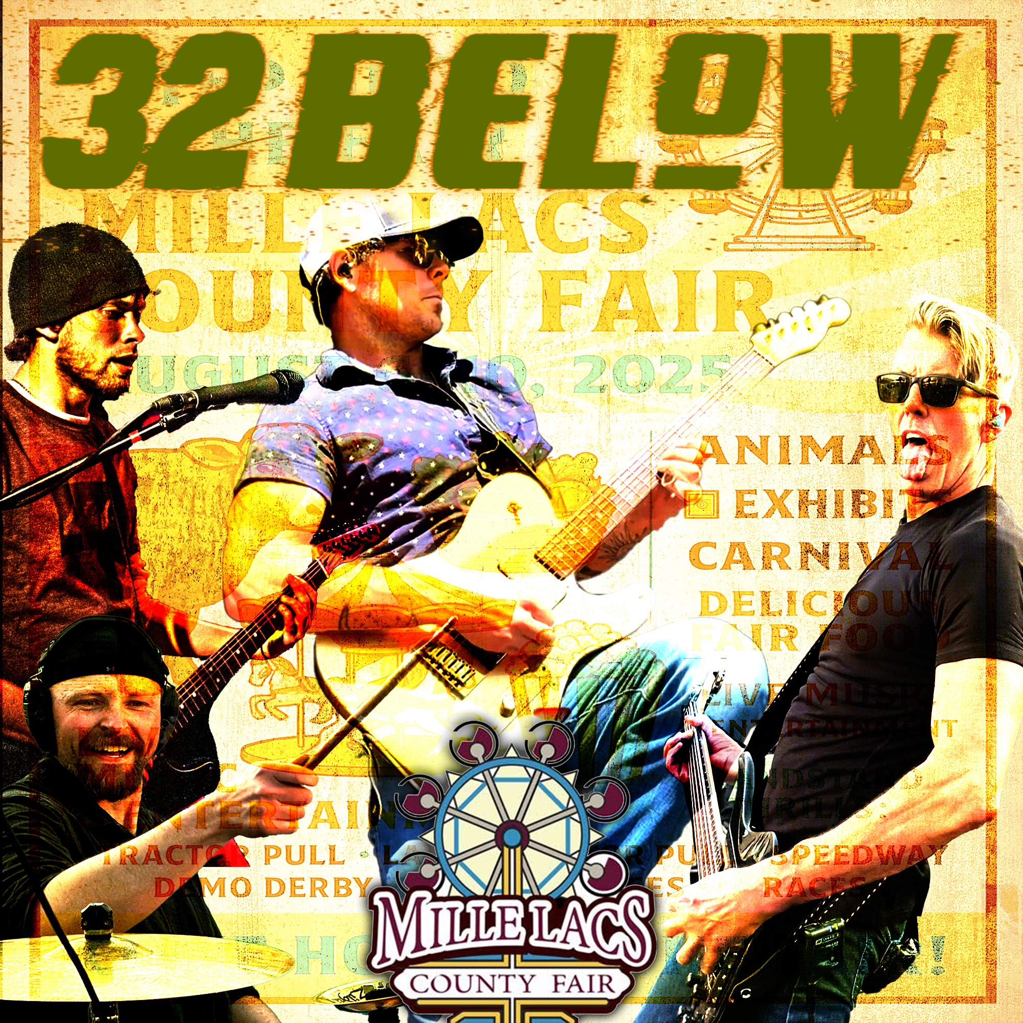 8.9.25 - Mille Lacs County Fair - Mille Lacs County Fairgrounds - Princeton, MN. Come check out the animals and enjoy a MN summer evening with us at this awesome county fair. We'll be making noise from 7:30 - 11:30. See you Saturday! #mn #countyfair #millelacscountyfair #32below #landof10000lakes