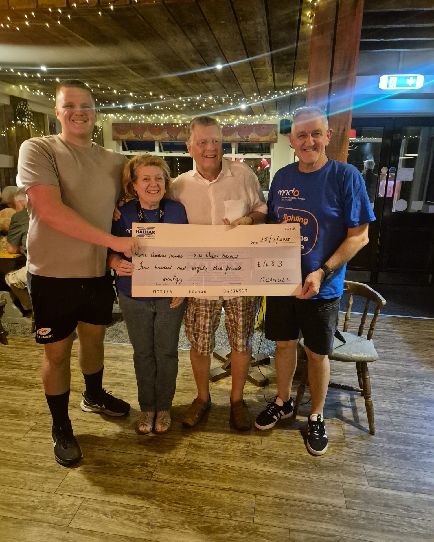 What a fantastic July at The Seagull Porthcawl. ๐
A huge thank you to the team for selecting us, the South West Wales branch of MNDA, as their monthly charity. We had a blast joining the Friday pub quizzes (even if our scores weren't always the highest. ๐) and selling raffle tickets.
Thanks to your generosity, ยฃ483 was raised through quiz entry fees and raffle sales to help those affected by motor neurone disease. ๐ Every pound truly makes a difference.
A big cheer for everyone involved โ quiz-goers, staff, and the wonderful community that supported our cause. ๐๐ซ
You can donate to our branch here ๐ https://tinyurl.com/5j2a4mze
#ThankYou #SeagullPub #CommunitySupport #CharityQuiz #Fundraising #TogetherForMND #MakingADifference #SouthWestWales #Porthcawl #Gratitude #MND #CharityEvent #PubQuiz #Raffle #SupportLocal #TeamMNDA
