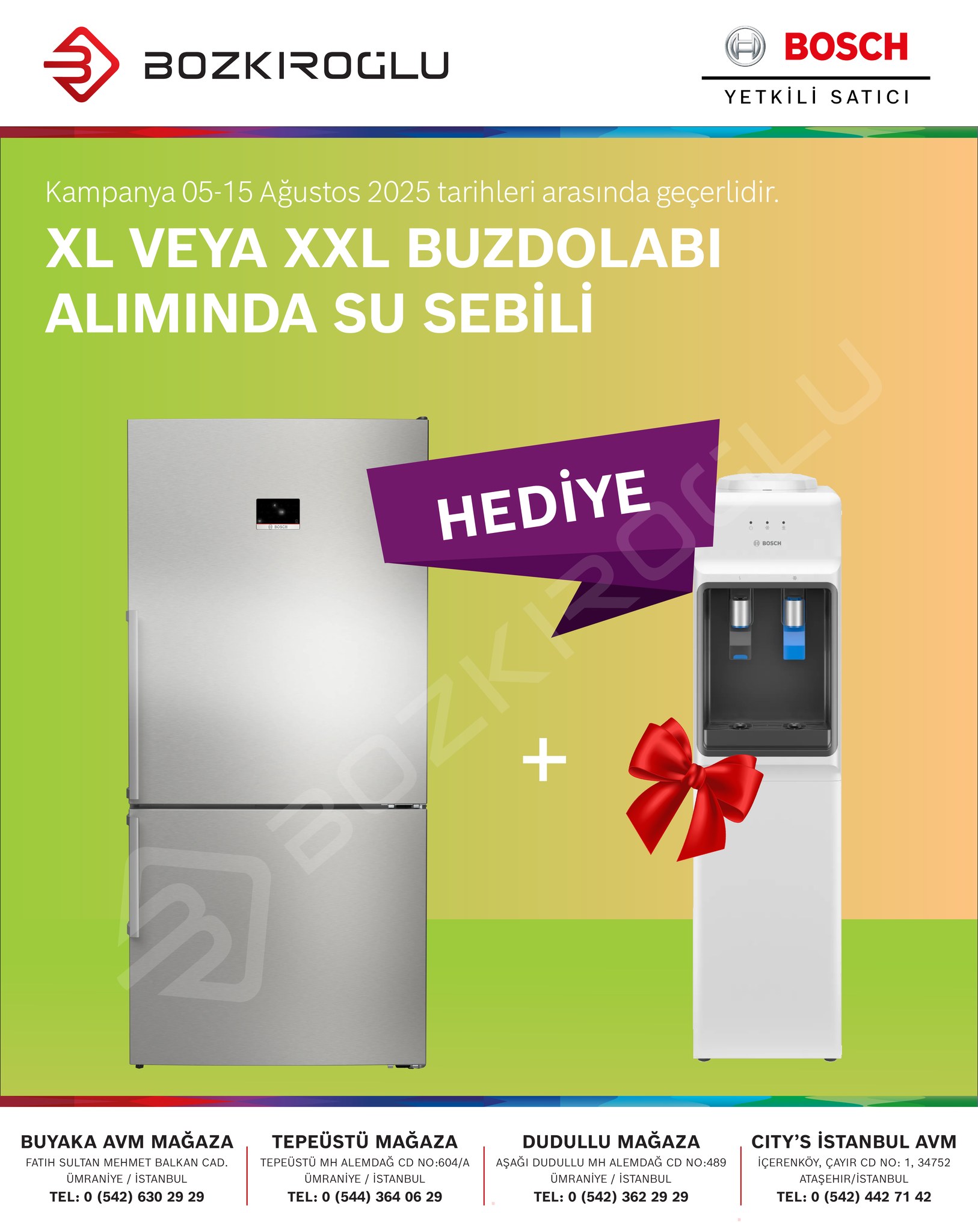 📦 Büyük Al, Serinlik Kazan!
🧊 XL-XXL Buzdolaplarında
🎁 Su Sebili Hediye!
📍 City’s İstanbul AVM
🏢 İçerenköy, Çayır Cd No: 1, Ataşehir / İstanbul
📞 Tel: +90 542 442 71 42
📍 Buyaka AVM Mağaza
🏢 Fatih Sultan Mehmet Balkan Cad. Buyaka AVM No:B:31 Ümraniye / İstanbul
📞 Tel: 0 (216) 771 11 37
📞 Tel: 0 (542) 630 29 29
📍 Tepeüstü Mağaza
🏢 Tepeüstü Mh Alemdağ Cd No:604/A Ümraniye / İstanbul
📞 Tel: 0 (216) 364 06 29
📞 Tel: 0 (544) 364 06 29
📍 Dudullu Mağaza
🏢 Aşağı Dudullu Mh Alemdağ Cd No:489 Ümraniye / İstanbul
📞 Tel: 0 (216) 313 85 86
📞 Tel: 0 (542) 362 29 29
#BoschEvAletleri #PestoSos #ErgoMaster #bosch #boschbeyazeşya #kampanya #10yılmotorgarantisi #bozkiroglu #buyakavm #buyakabosch #dudullu #tepeüstü #yetkiliboschbayi