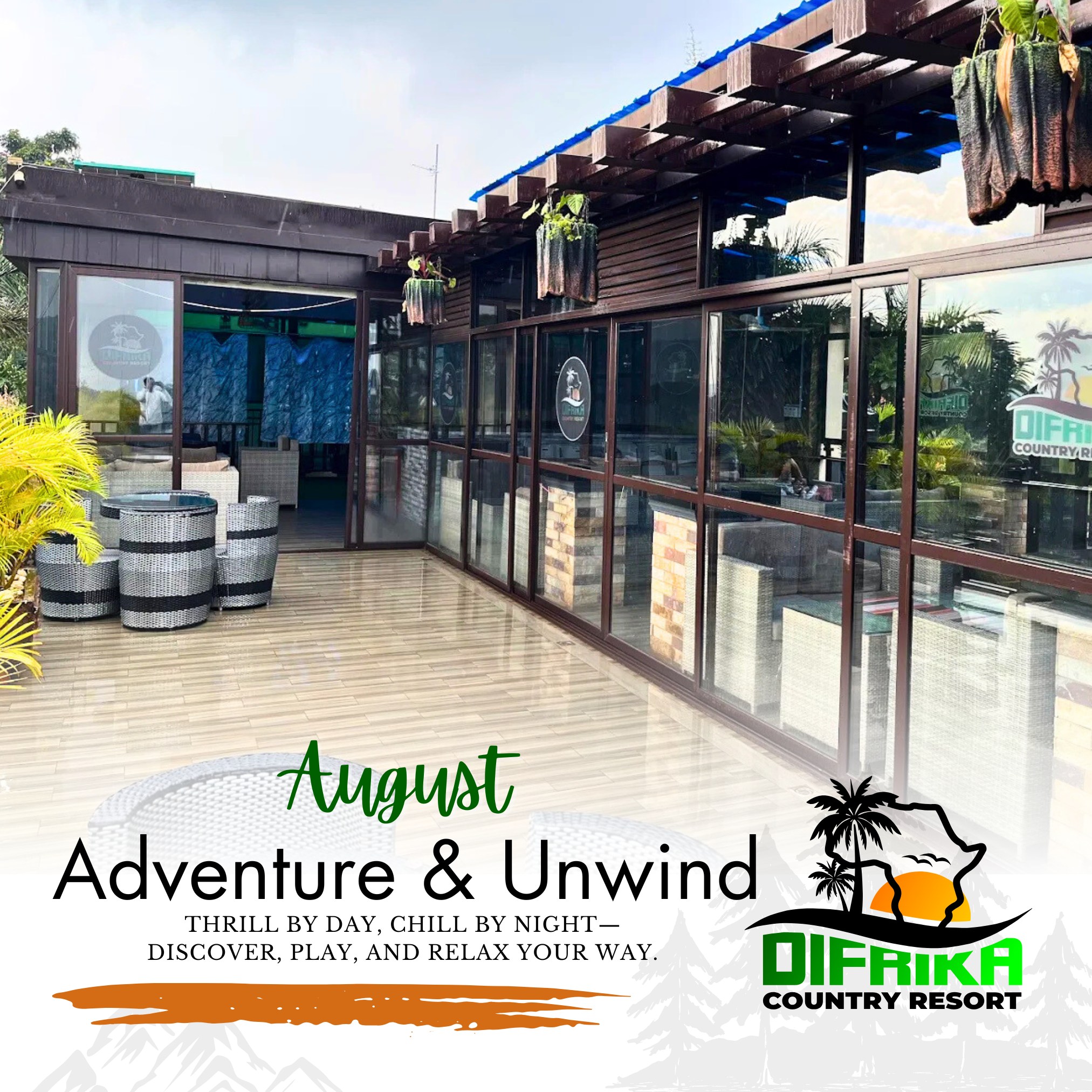 August Adventure & Unwind
Thrill by day, chill by night—discover, play, and relax your way. Taste & Chill Weekend – BBQ fest, cocktails, tasting experiences
#AugustAdventureAndUnwind
#ExploreRelaxRepeat
#DifrikaAugustVibes
#UnwindUGStyle
#ThrillAndChill