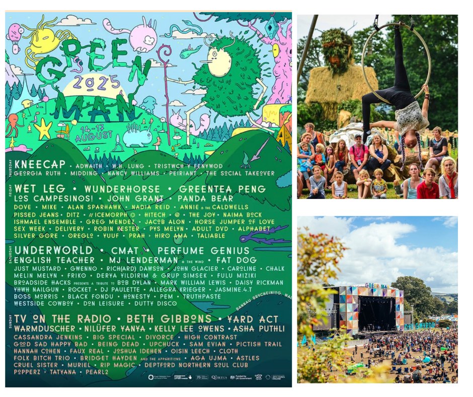 Beneath the Brecon Beacons’ ancient trees, at the foot of an Iron Age hillfort, Crug Hywel, Green Man Festival in Crickhowell roars with music, magic, and mayhem.
From headliners to hidden gems, it’s a gathering that sparks the soul and invites you to dance under the stars. Adventure, art, science, music and unexpected moments await.
This is Powys at its wildest and most wonderful.
O dan goed derfynol Bannau Brycheiniog, mae Gŵyl Green Man yn chwibanu gyda cherddoriaeth, hud, a chryndod.
O brif berfformwyr i drysorau cudd, mae’n gyfarfod sy’n ysgogi’r enaid ac yn dy wahodd i ddawnsio o dan y sêr.
Antur, celf, a munudau annisgwyl yn aros. Dyma Powys yn ei anferthaf ac yn ei wychaf.