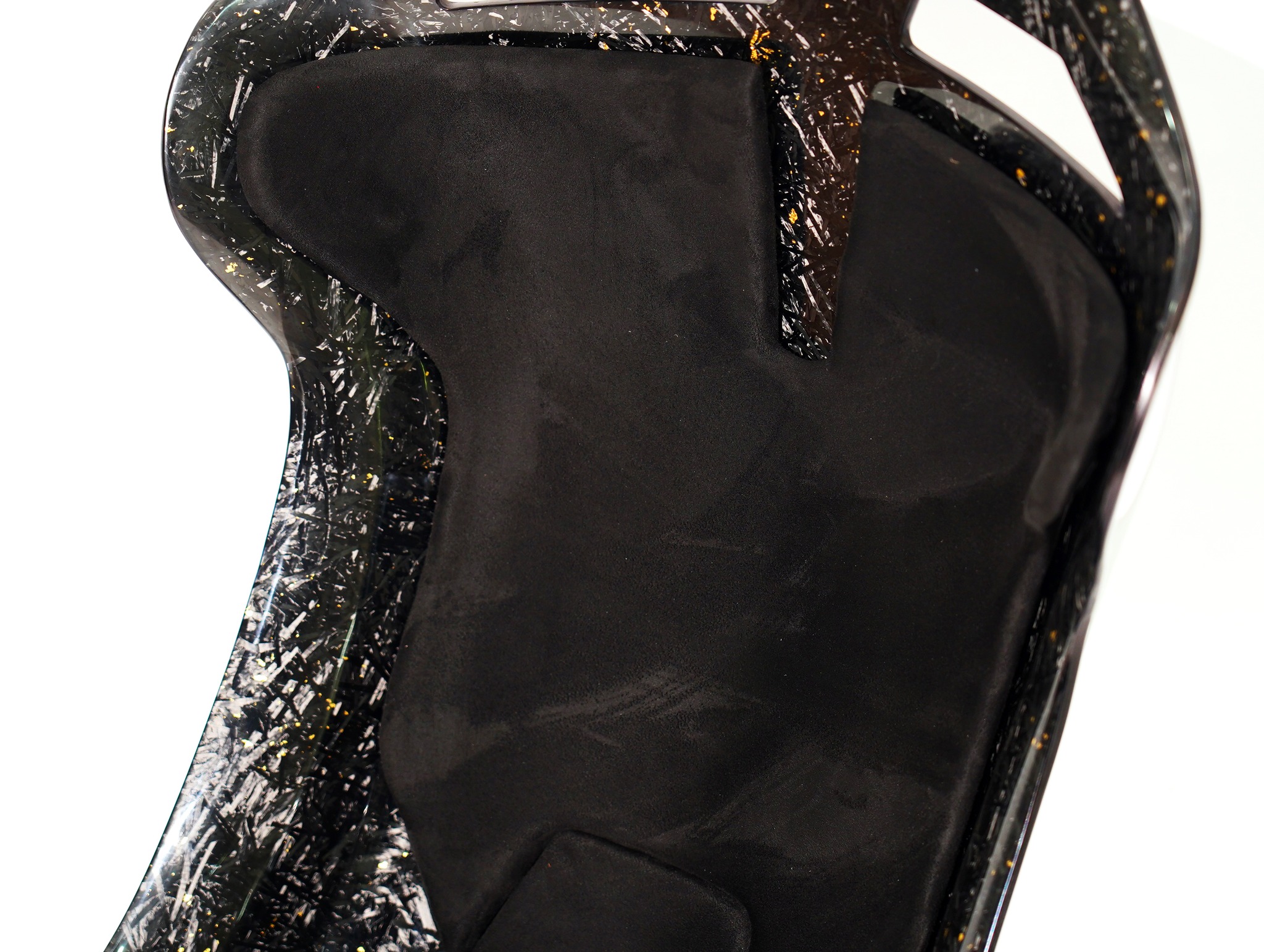 Forged CF (with Gold Flakes) Seats V5-Slim + plug&play rails and slider kit for Mustang 1998.