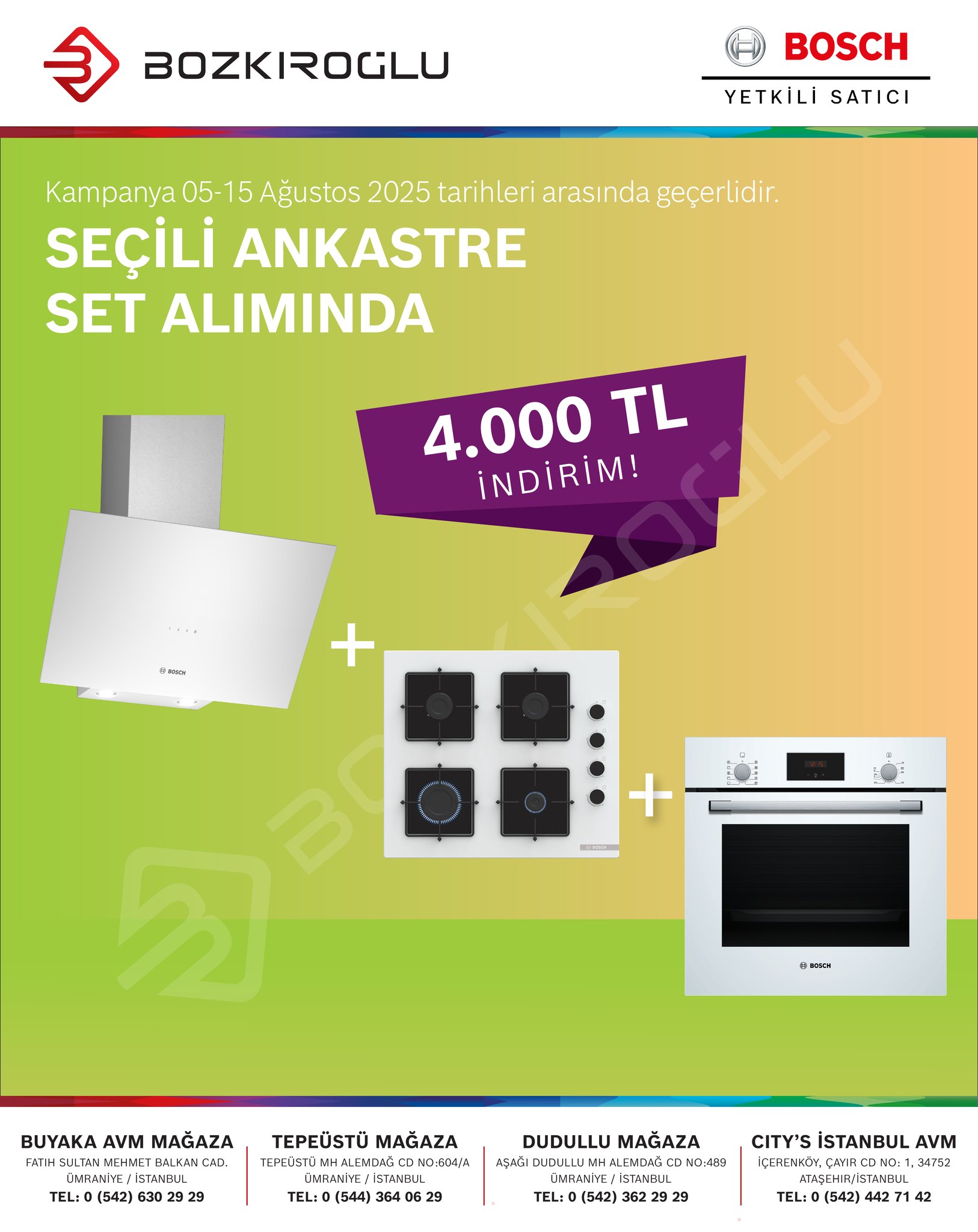 Seçili Ankastre Set Alımında 🛠️
💰 4.000 TL İNDİRİM! 💰
📍 City’s İstanbul AVM
🏢 İçerenköy, Çayır Cd No: 1, Ataşehir / İstanbul
📞 Tel: +90 542 442 71 42
📍 Buyaka AVM Mağaza
🏢 Fatih Sultan Mehmet Balkan Cad. Buyaka AVM No:B:31 Ümraniye / İstanbul
📞 Tel: 0 (216) 771 11 37
📞 Tel: 0 (542) 630 29 29
📍 Tepeüstü Mağaza
🏢 Tepeüstü Mh Alemdağ Cd No:604/A Ümraniye / İstanbul
📞 Tel: 0 (216) 364 06 29
📞 Tel: 0 (544) 364 06 29
📍 Dudullu Mağaza
🏢 Aşağı Dudullu Mh Alemdağ Cd No:489 Ümraniye / İstanbul
📞 Tel: 0 (216) 313 85 86
📞 Tel: 0 (542) 362 29 29
#bosch #boschbeyazeşya #kampanya #10yılmotorgarantisi #bozkiroglu #buyakavm #buyakabosch #dudullu #tepeüstü #yetkiliboschbayi
#BoschEvAletleri #Serie8AnkastreFırınlar