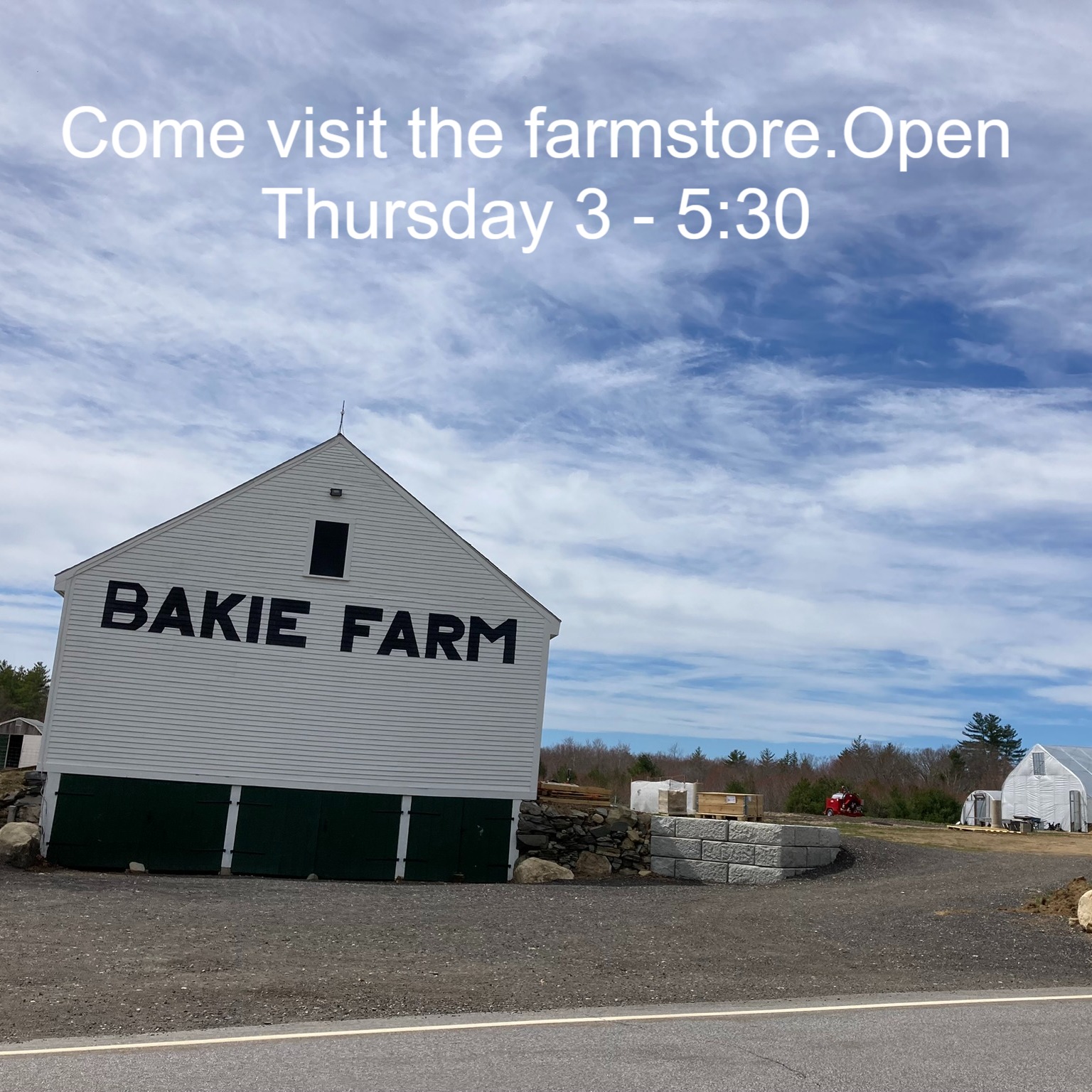 New farm store hours! We've had so many requests to purchase our produce locally that we are opening the farm store on Thursdays from 3 to 5:30 pm. We will have a range of our own organic produce available for purchase in the white barn. When you come to the farm, please pull into the parking area to the right of the white barn and to the right of the greenhouses. We look forward to seeing you!