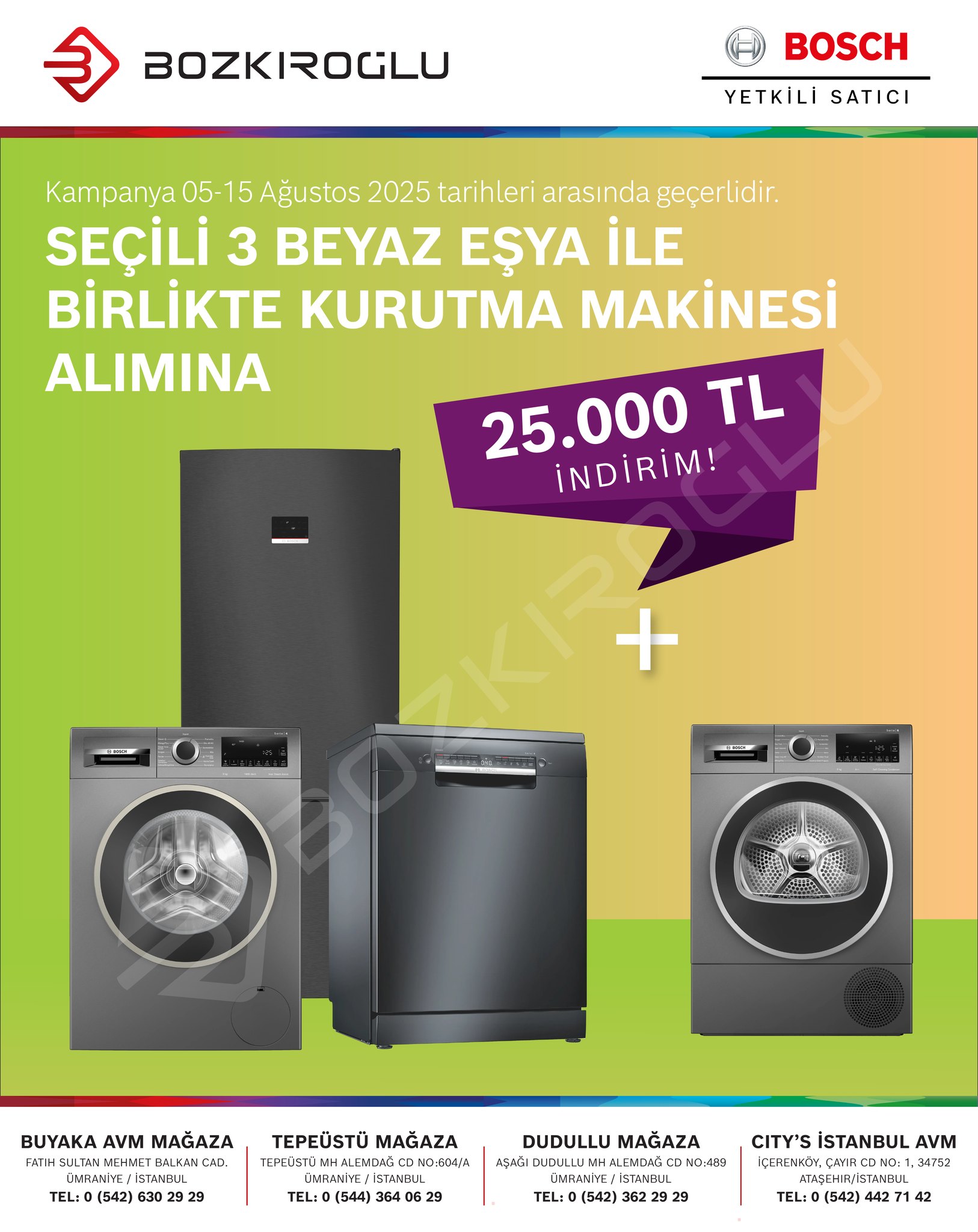 🔥 Seçili 3 Beyaz Eşya ile Birlikte 🔥
🌀 Kurutma Makinesi Alımına 🌀
💰 25.000 TL İNDİRİM! 💰
✨ Fırsatı Kaçırmayın! ✨
📍 City’s İstanbul AVM
🏢 İçerenköy, Çayır Cd No: 1, Ataşehir / İstanbul
📞 Tel: +90 542 442 71 42
📍 Buyaka AVM Mağaza
🏢 Fatih Sultan Mehmet Balkan Cad. Buyaka AVM No:B:31 Ümraniye / İstanbul
📞 Tel: 0 (216) 771 11 37
📞 Tel: 0 (542) 630 29 29
📍 Tepeüstü Mağaza
🏢 Tepeüstü Mh Alemdağ Cd No:604/A Ümraniye / İstanbul
📞 Tel: 0 (216) 364 06 29
📞 Tel: 0 (544) 364 06 29
📍 Dudullu Mağaza
🏢 Aşağı Dudullu Mh Alemdağ Cd No:489 Ümraniye / İstanbul
📞 Tel: 0 (216) 313 85 86
📞 Tel: 0 (542) 362 29 29
#BoschEvAletleri #ErgoMaster #bosch #boschbeyazeşya #kampanya #10yılmotorgarantisi #bozkiroglu #buyakavm #buyakabosch #dudullu #tepeüstü #ataşehir #ümraniye #yetkiliboschbayi