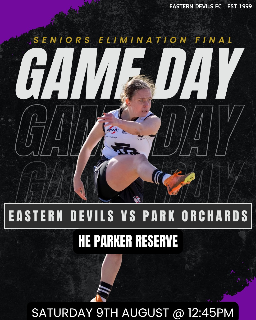 ITS FINALS TIME 😍
We will be taking on Park Orchards at HE Parker reserve this Saturday at 12:45pm in a do or die clash!
Get down in your black and white to show your support 🤍🖤