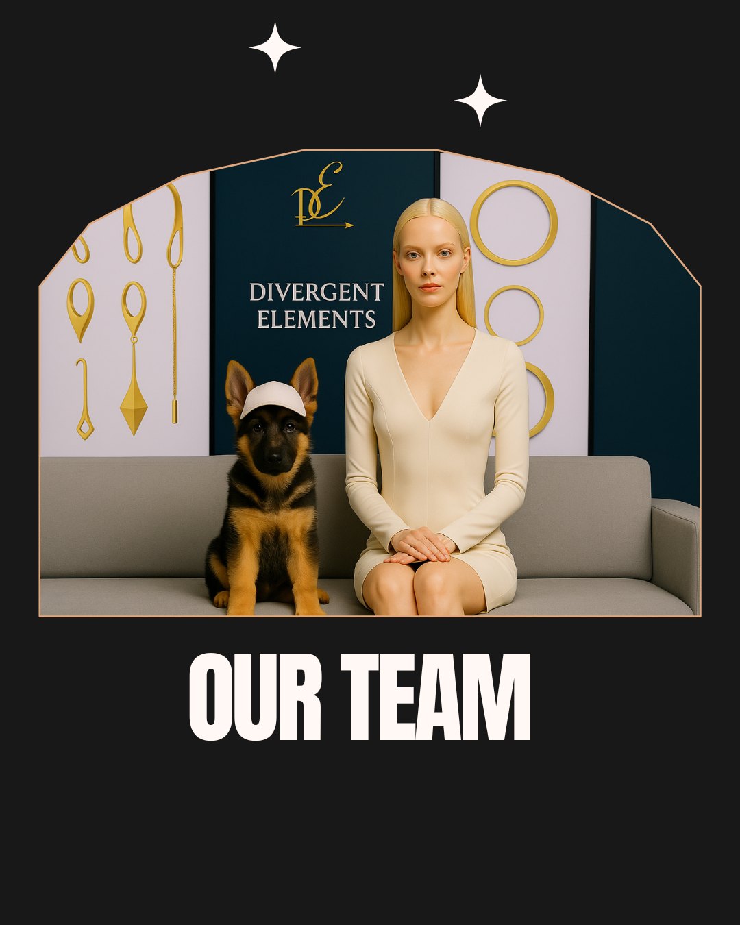 Meet the Team 💻🐾
We know what you’re thinking:
“Wait... is that a dog and an AI running a jewelry brand?”
Yes. Yes, it is.
👩💻 LIA – Emotional AI Assistant (Sassy!)
🐶 Samson – Head of Deliveries (and Steaks) AI puppy!!
Together, they’re just getting started.
#DivergentElements #LIAandSamson #EmotionalAI #SparklyDelivery #JewelryWithAStory #NotJustJewelry #MeetLIA #BrandCharacters #AIandArt