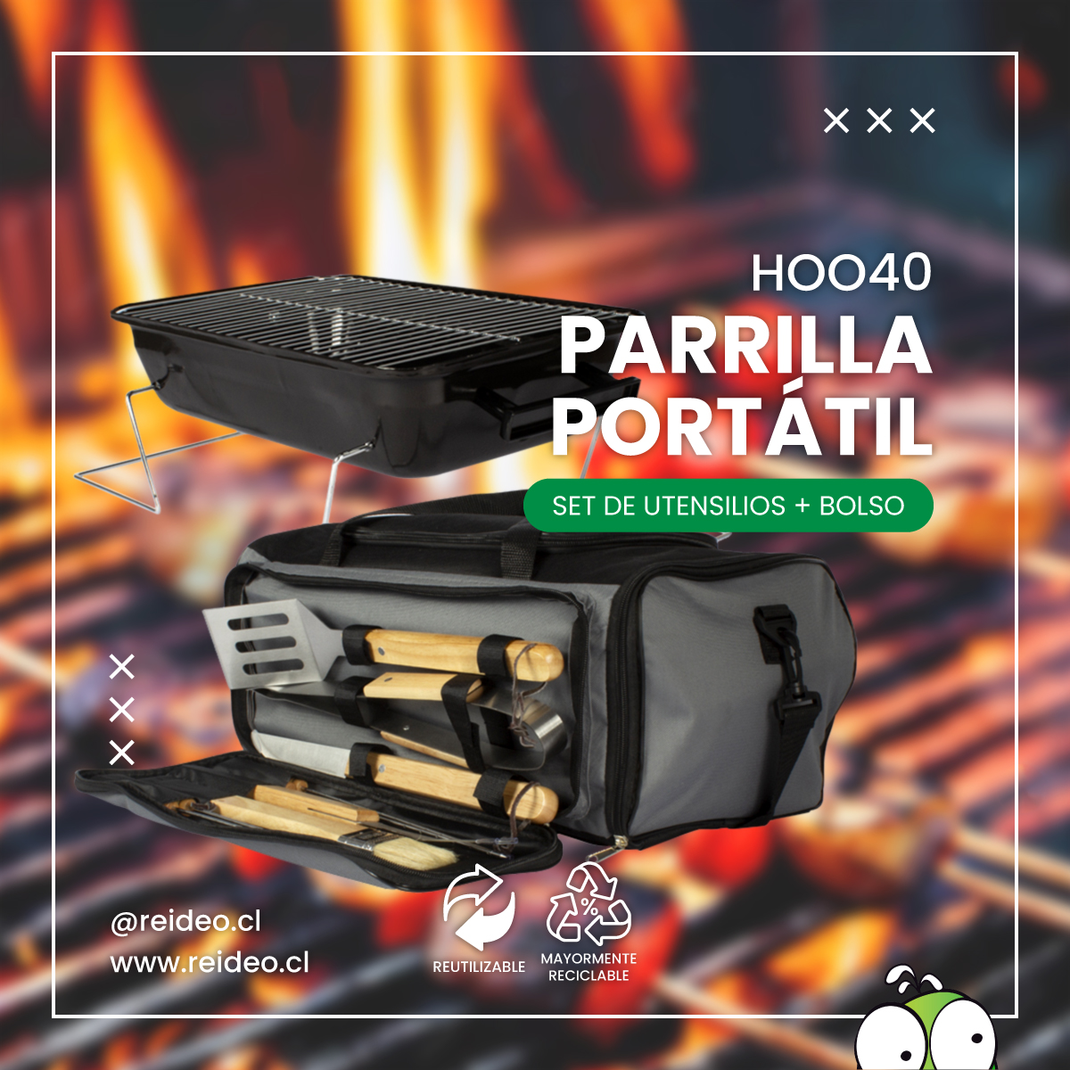 "PARRILLA PORTÁTIL. COMPARTE DONDE SEA” 🤤🥩😋
👉Materiales: Poliéster 600D, Acero inoxidable, Acero enlozado.
👉Medidas: 51 x 32 x 22 cm. Parrilla metálica: 49 x 28 x 17 cm.
👉 Parrilla 4-en-1 / 9 herramientas BBQ
En nuestra web podrán encontrar catálogos con la temática más importante del rubro promocional. WWW.REIDEO.CL 👈
📱+56947547994
🌐 ventas@reideo.cl
✉️ ventas2@reideowebler.com
#parrilla #asado #organiza #merchandisingchile #merchandisingempresarial #regalospublicitarioschile #regalospublicitarios #empresas #santiago #chile #conlogo #regalo #lapicespersonalizados #lapicesconlogo #lapicespublicitarios #reutilizable #reciclable #ecologico
