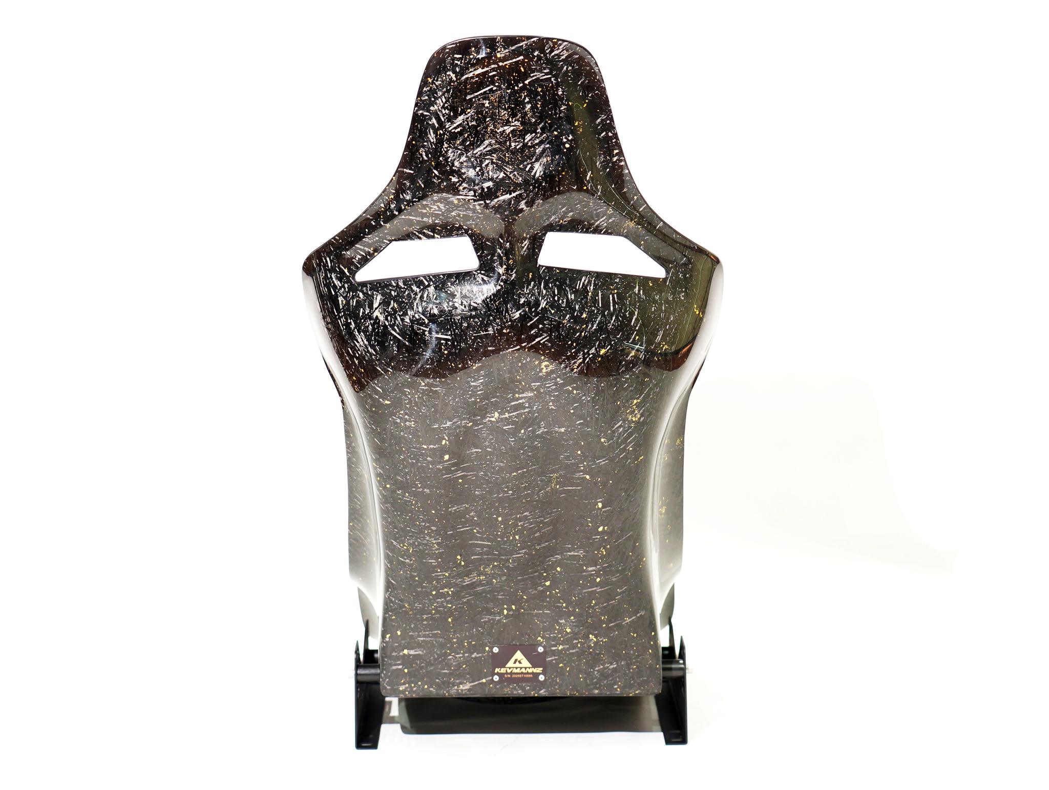 Forged CF (with Gold Flakes) Seats V5-Slim + plug&play rails and slider kit for Mustang 1998.