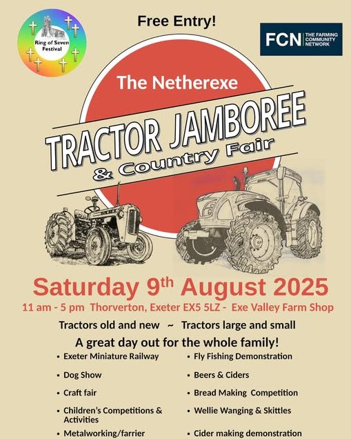 NETHEREXE TRACTOR JAMBOREE & COUNTRY FAIR this Saturday August 9th at the Exe Valley Farm Shop, Thorverton near Exeter off the A396 🚜
FREE ENTRY. STARTS 11 am. PLENTY OF PARKING.
We will be showcasing up to 50 vintage and modern tractors in date order from 1918 to 2025. 107 years of incredible innovation and engineering from all the major manufacturers. Lots to see and do for families and tractor enthusiasts 🚜
www.netherexe.org