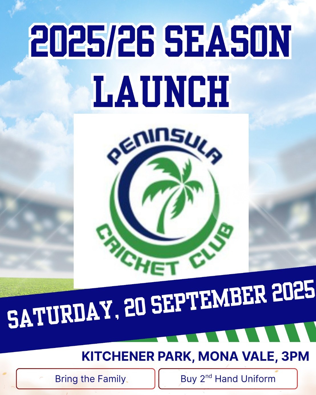Its nearly here -
Cricket season starts soon for our Older Kids so its time to launch the 25/26 Season
Head down to Kitchener Park- Mona Vale
Sat 20 Sept from 3pm
Let the kids play some backyard Cricket whilst you enjoy a BBQ / Drink and hear from the PCC Committee
Thinking about playing U10s, U11s or Cricket Blast but not yet registered.
Come on down and have a chat with the committee
@peninsulacricket @nothernbeachesliving @pittwater_rsl @northernbeachesmums
