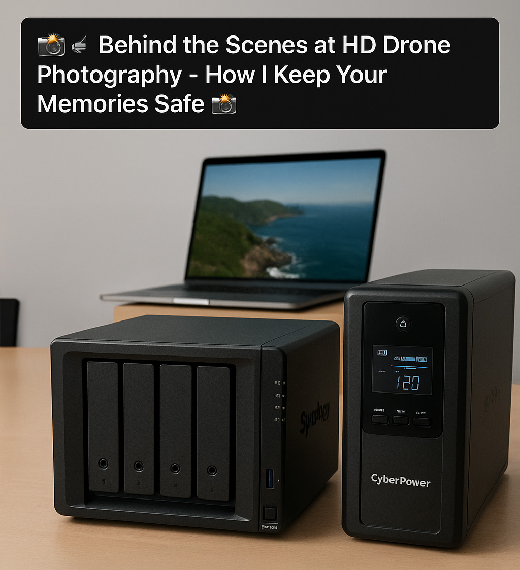 🚁📸 Behind the Scenes at HD Drone Photography - How I Keep Your Memories Safe 📸🚁
At HD Drone Photography, it’s not just about capturing breathtaking aerial shots - it’s about making sure every single moment I capture for you is stored safely, securely, and ready to retrieve whenever needed.
Here’s how I make sure your photos and videos are in safe hands:
💾 @synology.official DS420+ NAS (56TB Storage)
I run two storage pools, both in RAID 1 - meaning if a drive ever fails, I don’t have to rebuild data from scratch. I simply swap in a replacement and copy the data over. This system also has an 800GB SSD cache, which speeds things up by storing active data on super-fast SSDs, making my workflow quicker and smoother.
⚡ @cyberpowerpc_uk 900W PFC Sinewave UPS
Power cuts? Surges? No problem. This UPS keeps my NAS, ONT, and broadband router running for up to 90 minutes during an outage. When power gets low, the NAS automatically shuts down safely, preventing any risk of data corruption - and powers itself back up when electricity returns.
This combination means your footage is:
✅ Always backed up
✅ Protected against drive failures
✅ Safe during power outages
✅ Stored on a high-speed, responsive system
Your memories matter to me - and I treat them with the same care I put into every flight.
📷✨ HD Drone Photography - Capturing moments, keeping them safe.