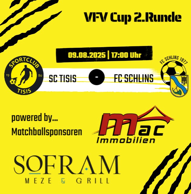 📣 MATCHDAY – VFV-Cup 2. Runde 🏆⚽
Heute, 17:00 Uhr
📍 Bobleterstadion – Zuhause 💛🖤
SC Tisis 🆚 FC Schlins
🔥 Es ist Cup-Zeit! Alles oder nichts – wir kämpfen um den Einzug in die nächste Runde.
Kommt vorbei, unterstützt unser Team und macht das Bobleterstadion zur Festung! 💪
#Matchday #VFVCup #SCTisis #Heimspiel #Bobleterstadion #Fußballliebe #Cupfight