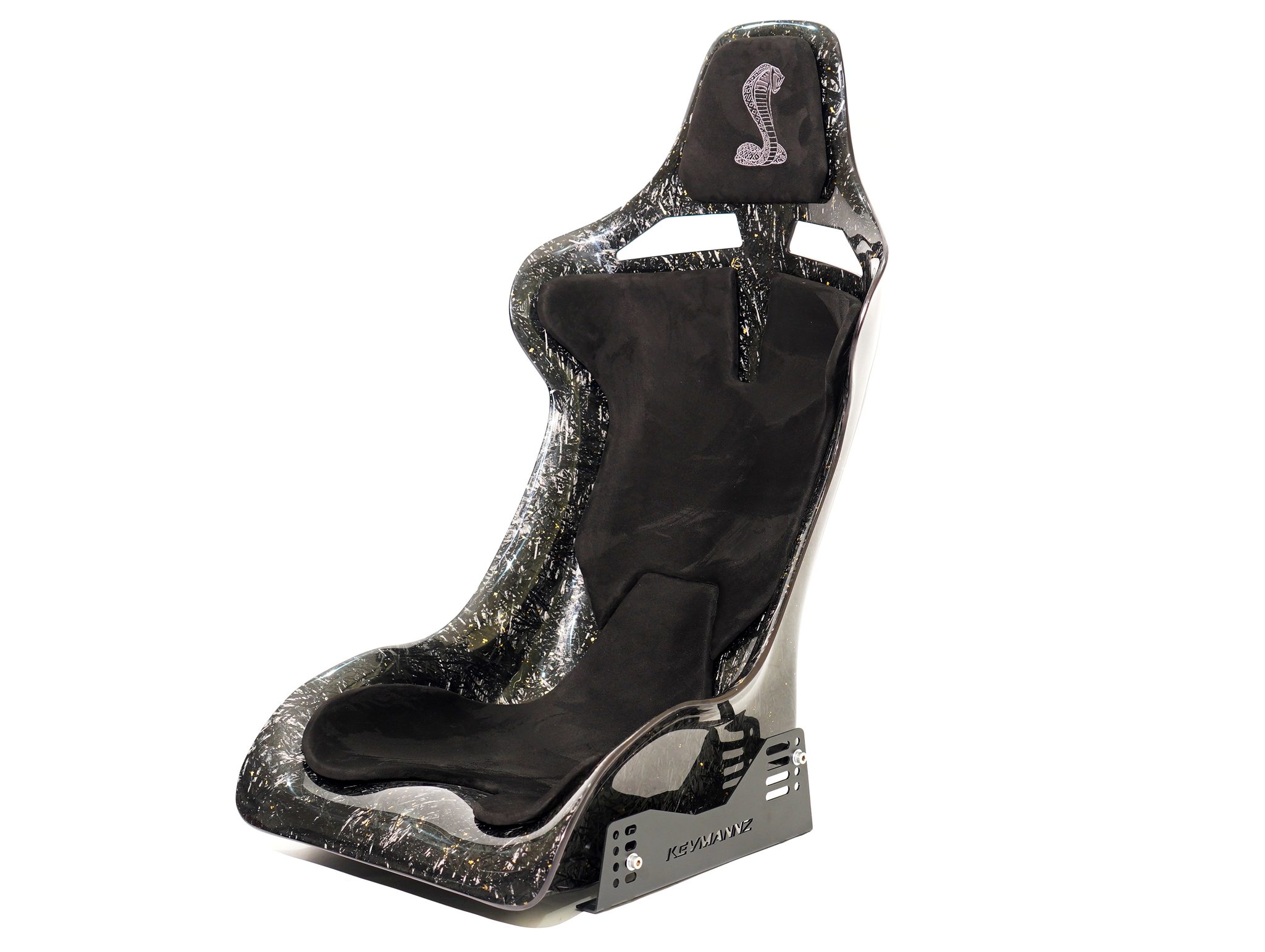 Forged CF (with Gold Flakes) Seats V5-Slim + plug&play rails and slider kit for Mustang 1998.