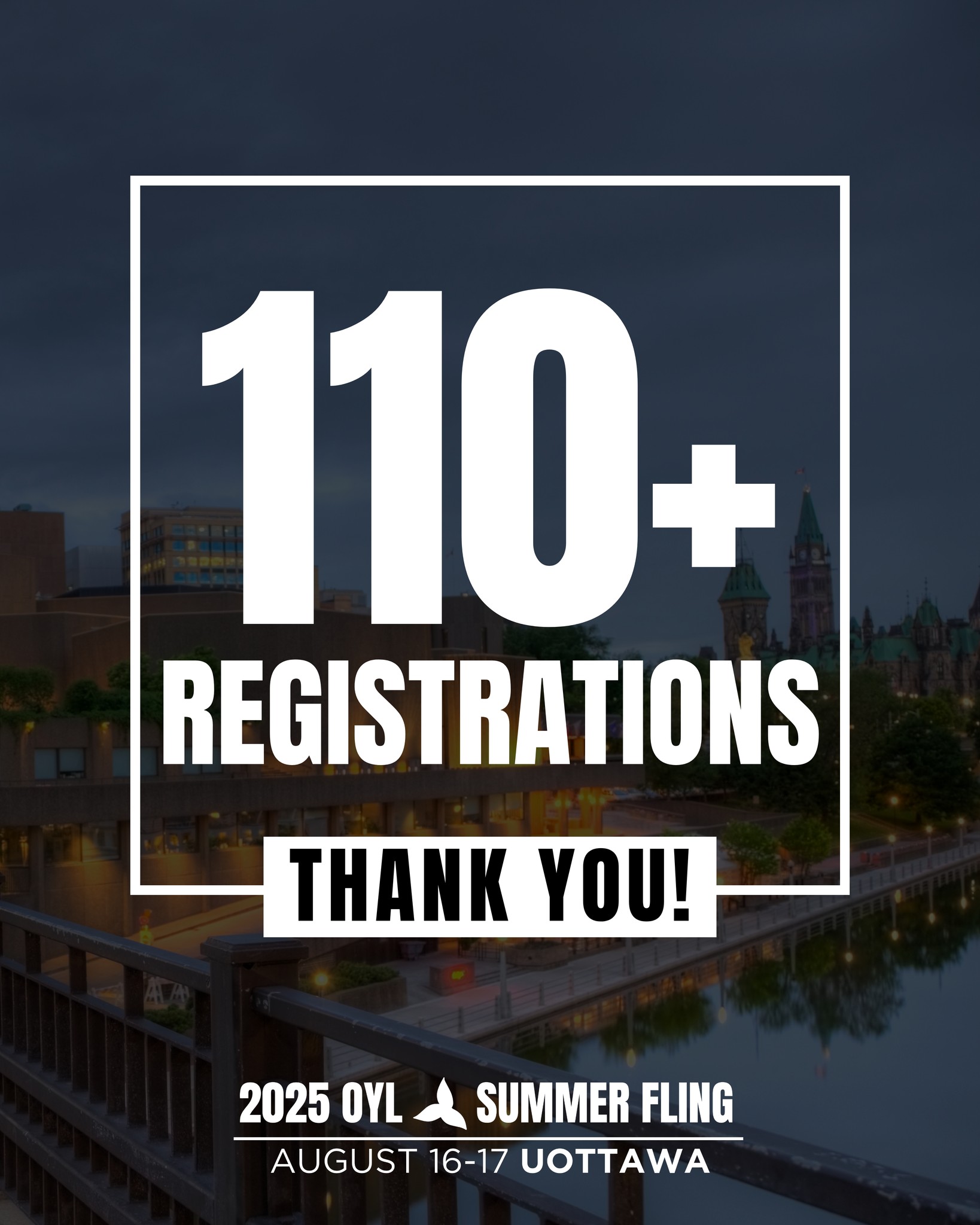 Summer Fling 2025 has officially hit 110+ registrations, making it one of the most anticipated OYL events in years.
On behalf of the planning committee, we can’t wait to see you at uOttawa this weekend.
//
La Conference d'Été des JLO a officiellement atteint plus de 110 inscriptions, ce qui en fait l'un des événements des JLO les plus attendus depuis des années.
Au nom du comité d'organisation, nous sommes impatients de vous voir à l'Université d'Ottawa ce week-end.