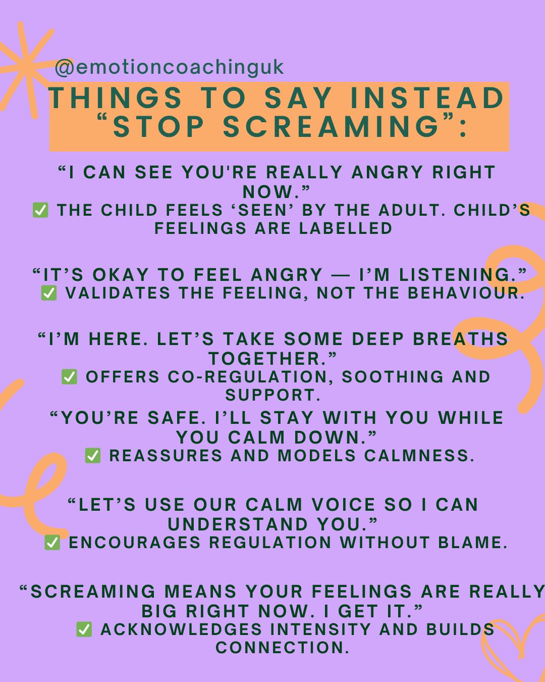 😩 When your child is screaming, it’s tempting to say “Stop!” — but what they really need is connection, not correction.
Their scream is a signal: “I’m overwhelmed and I need help.”
💡 Try these calm, compassionate responses instead. They will help your child feel seen, safe, and supported.
🧠 Emotion coaching isn’t about fixing the feeling, it’s about guiding your child through it.
✨ Save this for when the next big emotion hits, also share it with another parent who gets it 💛
#GentleParenting #EmotionCoaching #ParentingTools #BigFeelings #ParentingSupport #ConnectedParenting #RegulationNotReactivity