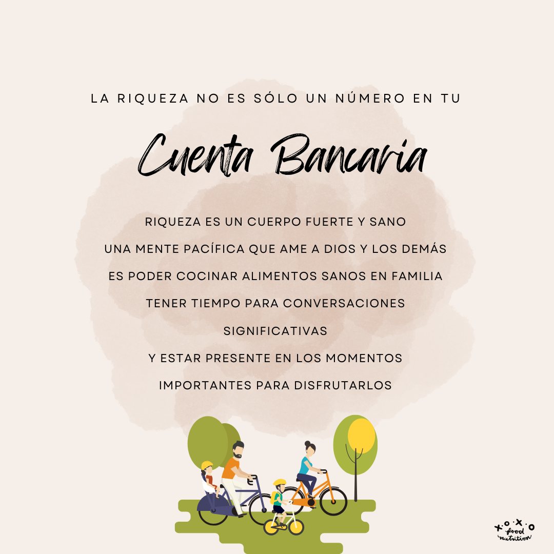 La verdadera riqueza no es un número en tu cuenta bancaria, si no es un cuerpo fuerte y sano, una mente pacífica que ame a Dios y a los demás, es poder cocinar alimentos sanos en familia, tener tiempo para conversaciones significativas y estar presentes en los momentos importantes y disfrutarlos. #verdaderariqueza #salud #nutricion #nutricionholistica #cuerposano #alimentossanos