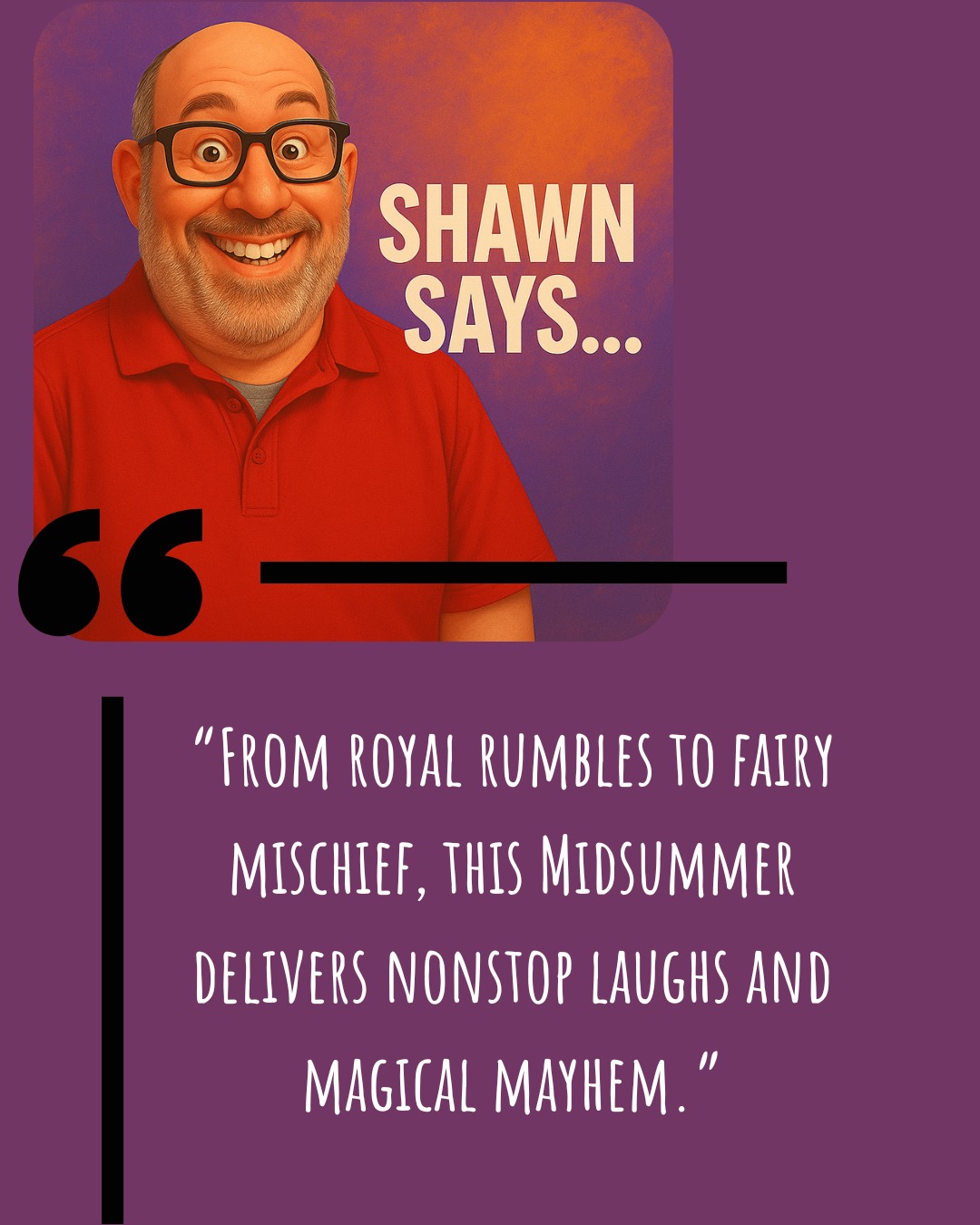 ✨🌙 Fairies, lovers, and one VERY confused acting troupe… A Midsummer Night’s Dream is bringing the laughs all over Cincinnati this summer — and it’s FREE!
Shawn Says… this Midsummer is pure summer magic — big comedy, quick changes, and just enough fairy dust to keep you grinning all night.
Catch it before August 31… or risk Puck turning you into a donkey. 😉
📖 Full review now on the blog — link in bio! https://open.substack.com/pub/shawnmaus/p/shawn-says-mirth-mischief-and-multiple?r=3t9k&utm_campaign=post&utm_medium=web&showWelcomeOnShare=true
#CincyShakes #MidsummerNightsDream #ShawnSays #FreeTheatre #CincinnatiArts #OutdoorTheatre #ShakespeareInThePark #SummerInCincy #CincinnatiEvents
📖 Full review now on the blog https://open.substack.com/pub/shawnmaus/p/shawn-says-mirth-mischief-and-multiple?r=3t9k&utm_campaign=post&utm_medium=web&showWelcomeOnShare=true
I caught Cincinnati Shakespeare Company’s touring production at the Carnegie Center, and the cast’s energy, comedy, and quick character changes were a joy to watch. From royal rumbles to fairy mischief, it’s a night of laughs for the whole family — and yes, it’s #cincinnatievents
#CincyShakes #MidsummerNightsDream #ShawnSays #FreeTheatre #CincinnatiArts #OutdoorTheatre #ShakespeareInThePark #SummerInCincy #CincinnatiEvents