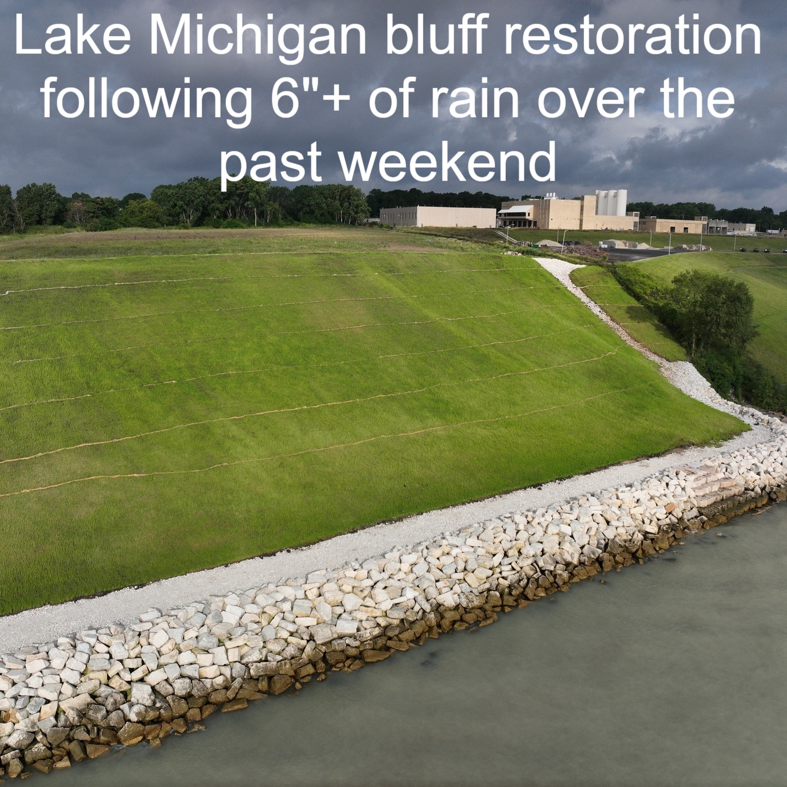 Heavy rain events, like the ones in Southeast Wisconsin last weekend, can cause serious damage and erosion in areas without adequate vegetation. Native plants have deeper root systems that stabilize steep slopes better than plants such as smooth brome, reed canary grass, and Kentucky bluegrass. Although native vegetation takes longer to establish, using @Profile Products biological soil amendments and specialty erosion control products provides ample time for native vegetation to establish. NRE created clear plans for these projects and oversaw the restoration process. The site-specific plans cover site preparation, temporary erosion control, native seed mix design, and instructions for installing soil amendments, native seeds, and erosion control products. Although these projects were bare soil in June, the careful planning and implementation have allowed these restorations to endure the heavy rainfall experienced last weekend.