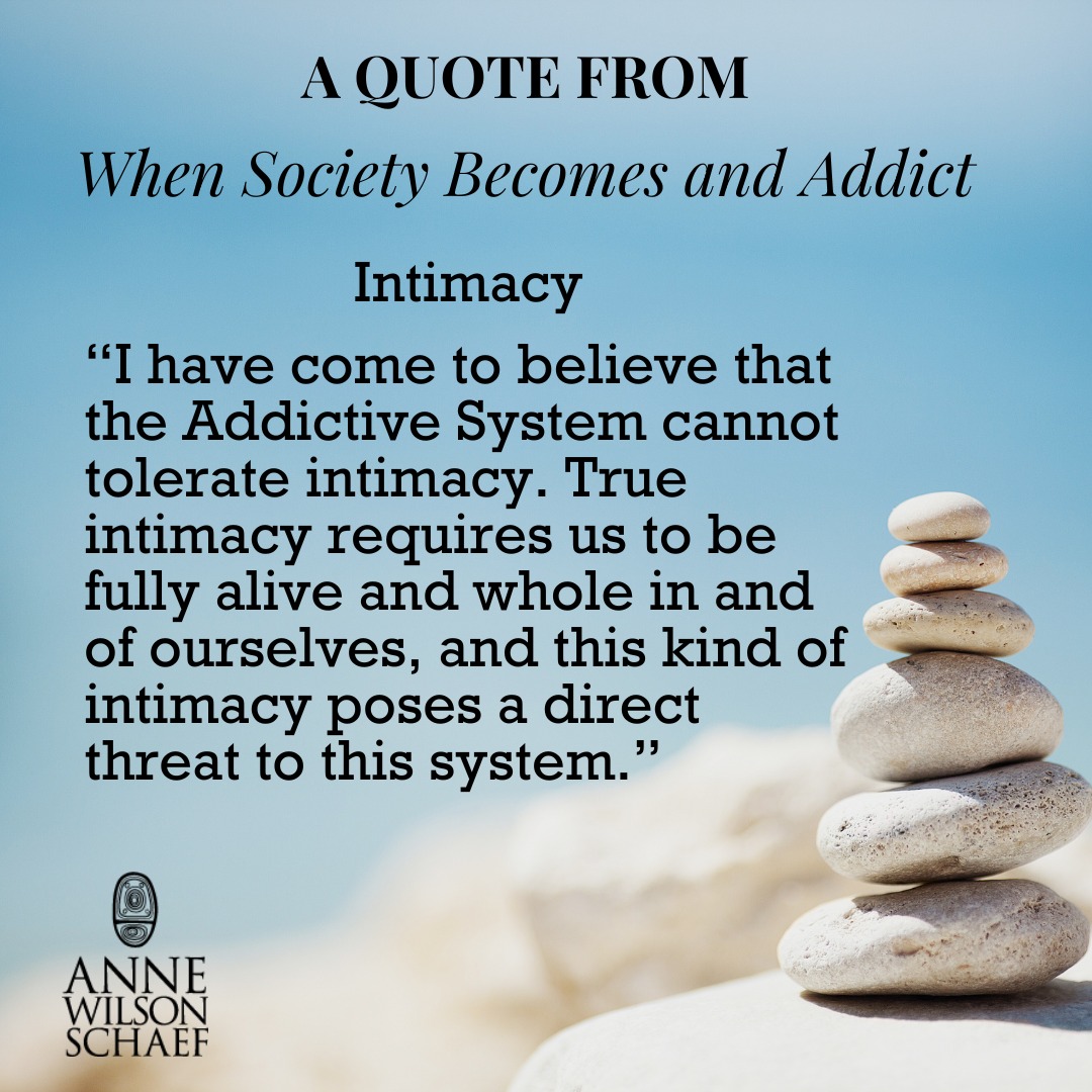 I have come to believe that the Addictive System cannot tolerate intimacy. True intimacy requires us to be fully alive and whole in and of ourselves, and this kind of intimacy poses a direct threat to this system. #intimacy #addictivesystems #recovery #spirituality
