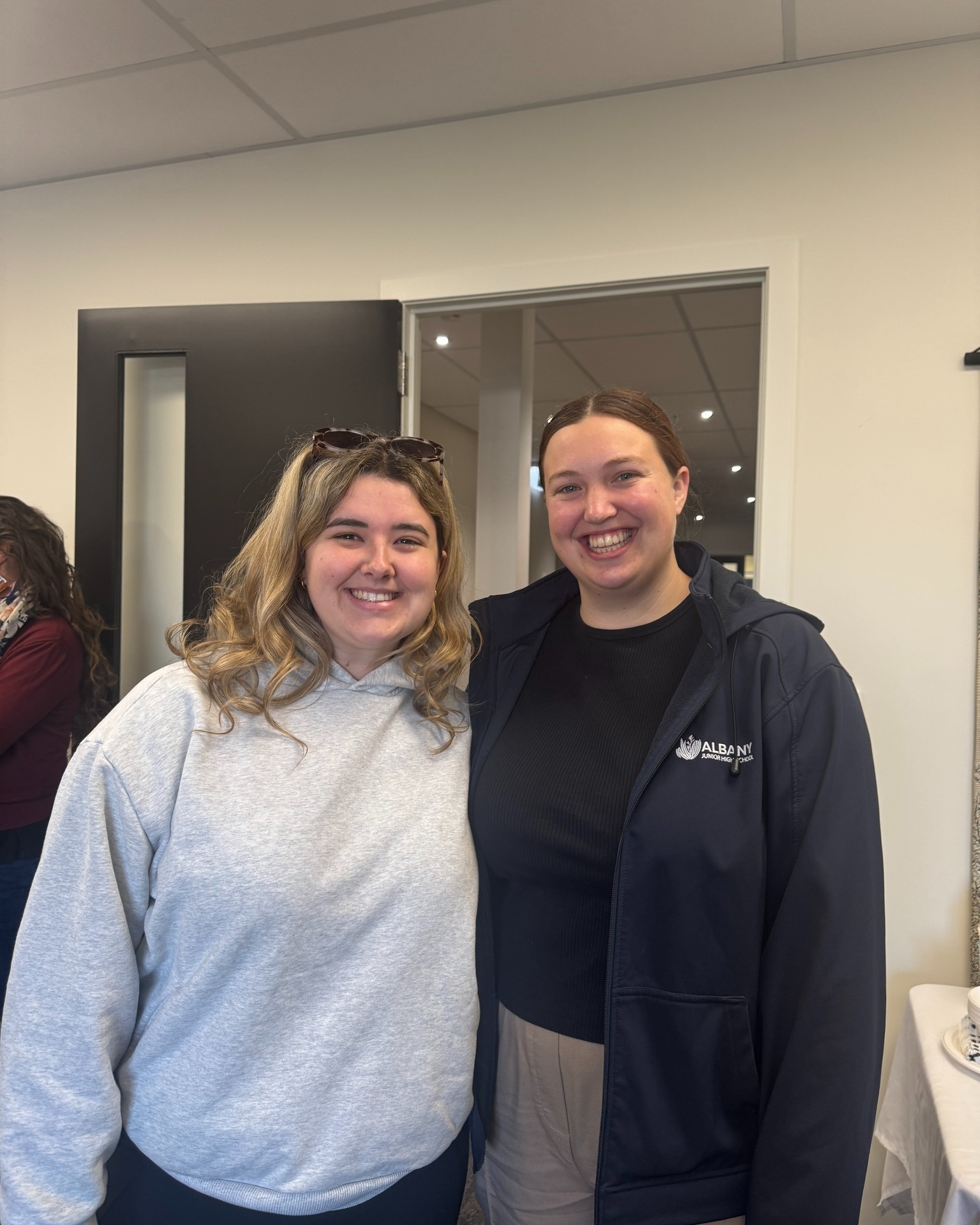 We are privileged to be part of the 24-7 Youth Work Network! This morning the youth workers had breakfast with other local teams to learn about professional & personal boundaries as well as discussing the importance of supervision 🤩
Hannah (24-7 Team Leader) enjoyed catching up with Christina the Team Leader at Albany Junior High! 🌀