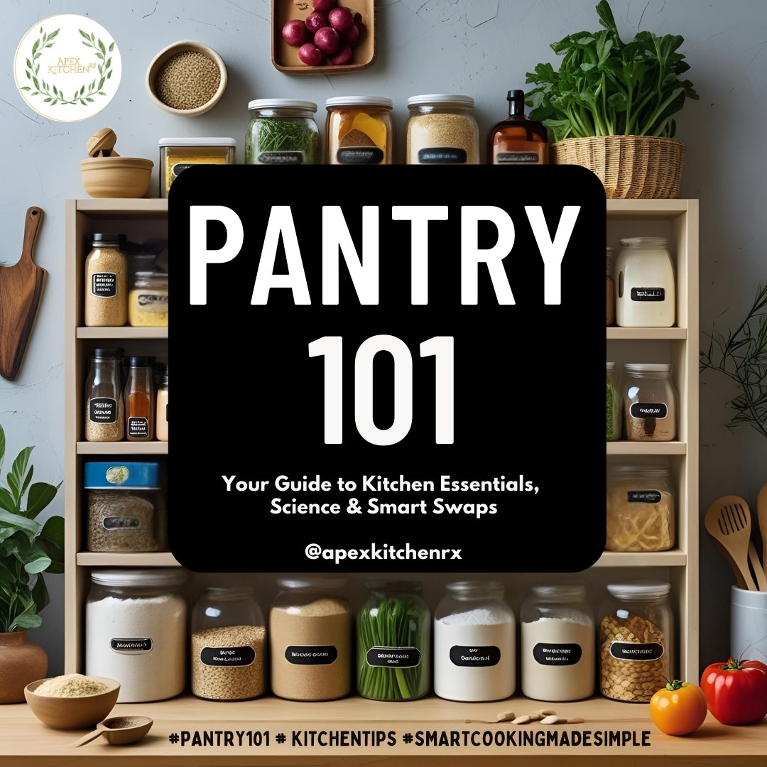 Introducing Pantry 101!
Ever run out of an ingredient mid-recipe and wonder what to use instead? Or maybe you’ve looked at a pantry staple and thought, “What does this actually do in my cooking?”
We’re breaking down everyday pantry staples—what they are, why they matter, science-backed facts, and smart swaps you can make when the original ingredient is 86’d.
From baking basics like flour and eggs 🥚 to cooking essentials like olive oil and canned tomatoes 🍅, you’ll learn how to get the most from what’s already in your kitchen.
📅 New Pantry 101 post every week.
📍 Follow along and build your pantry knowledge—one staple at a time.
#Pantry101 #KitchenTips #SmartCooking #FoodScienceMadeSimple #KitchenBasics #CookingTips #KitchenHacks #CookingMadeSimple #HomeCooking #PantryOrganization #CulinaryTips #SmartSwaps #KitchenConfidence #FromThePantry #FoodEducation #KitchenEssentials #FoodLovers #CookingClassOnline #LearnToCook #PantryGoals