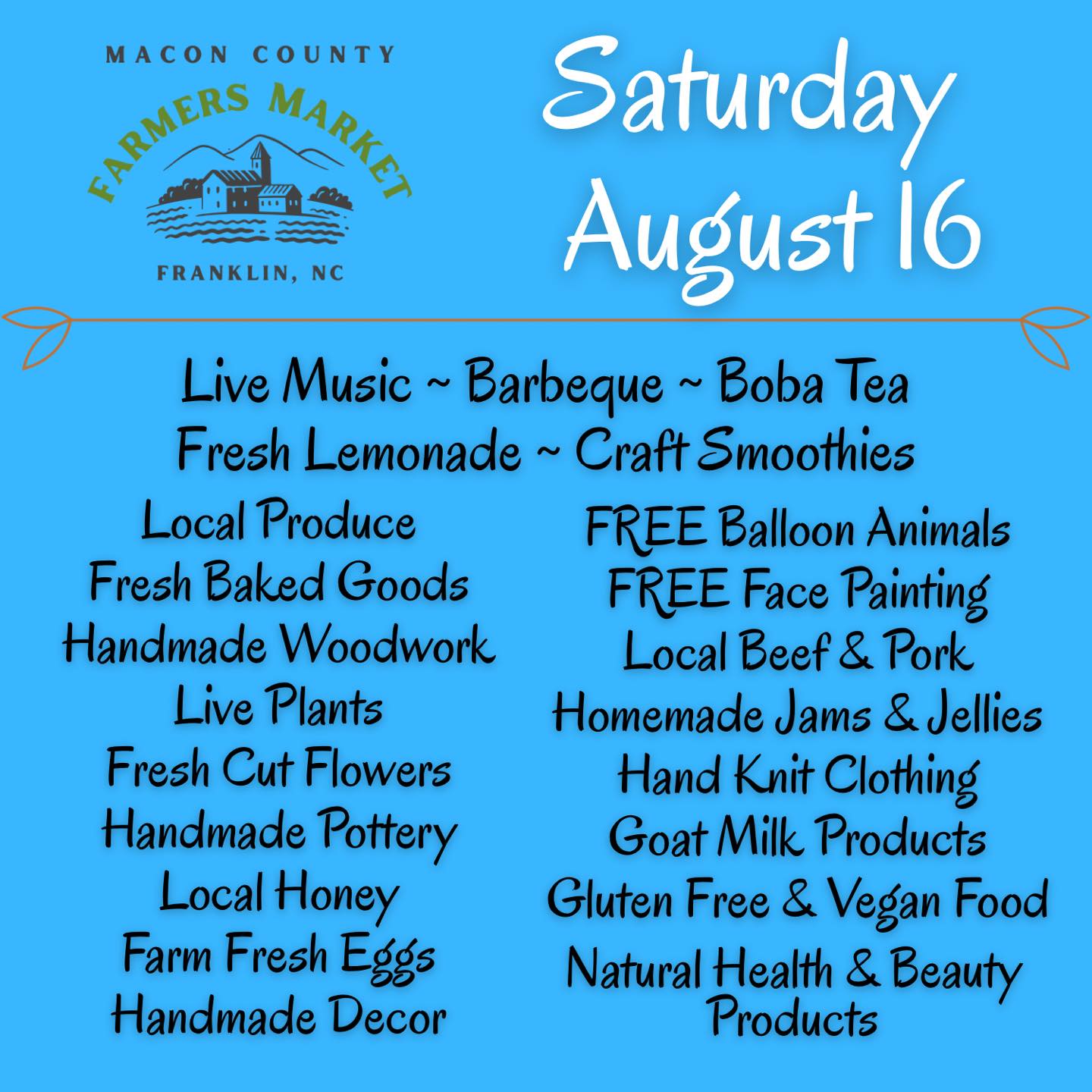 Check out what's coming to the farmers market tomorrow! 😎
9:00AM-1:00PM
Town Hall
95 E Main Street, Franklin
.
.
.
#farmersmarketfranklinnc #wncfarmtotable #appalachianproduce #appalachianfarm #maconcountyfarmersmarket #franklinncchamber #franklinnc #franklinncfarmersmarket #experiencefranklinnc