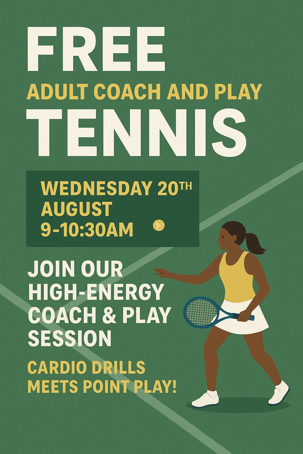 Join our FREE Adults Coach and Play Session Wednesday 20th AUG.
