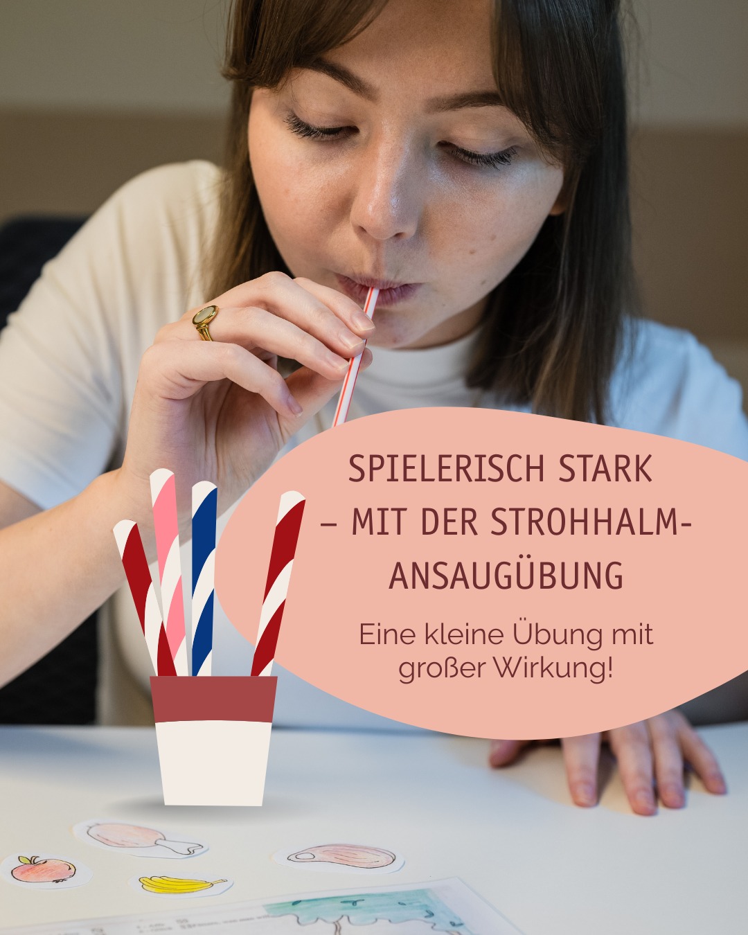 In der Logopädie arbeiten wir oft mit einfachen Mitteln, die aber große Wirkung entfalten. ☝🏼🤓
Die Strohhalm-Ansaugübung ist so ein kleiner Klassiker: Sie trainiert die Mundmotorik, fördert die Atmung, schult die Koordination – und macht dabei richtig Spaß!
👉🏼 So funktioniert’s:
Mit einem Strohhalm werden kleine Gegenstände wie Puffreis, Plättchen oder Papierstückchen angesaugt und zu einem Ziel transportiert – z. B. auf ein Bild oder in einen Becher.
Klingt einfach? Ist es auch. Und trotzdem steckt eine ganze Menge Förderung dahinter.
Das Ansaugen führt zu einem natürlichen Zungenrückzug, wodurch die weitere Lautbildung bei Patient:innen unterstützt werden kann.
Außerdem stärkt es die Zungenmuskulatur, verbessert die Kontrolle über die Zungenbewegung. Dies ist wichtig für eine klare Artikulation von Lauten und für sicheres Schlucken. 👅
🎯 Ziele der Übung:
→ Lippen, Wangen & Zunge kräftigen
→ Zwerchfellatmung fördern
→ Konzentration & Feinmotorik verbessern
→ Spielerisch in Bewegung kommen
💡 Die Übung lässt sich vielfältig anpassen – je nach Alter, Thema oder Tagesform. Wichtig ist: Sie soll Freude machen. Denn wenn Sprache Spaß macht, bleibt sie leichter in Bewegung.
Mehr davon gefällig?
Dann folgt uns für Einblicke in die logopädische Praxis, Tipps für zuhause & therapeutische Impulse mit Herz für Sprache. 💬🧡
#logopädie #mundmotorik #sprachförderung #logopädiesalzkotten #ansaugübung #therapiespiel #sprachemitspaß #praxisfürlogopädie #salzkotten