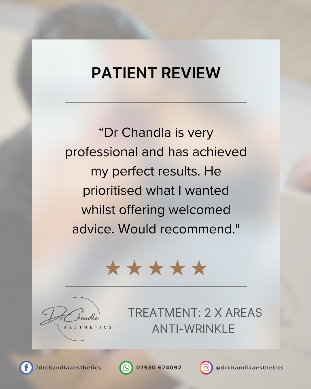 Nothing makes us happier than knowing we've helped you achieve your perfect results! 🙌
A huge thank you to this wonderful patient for sharing their experience with us, praising our professionalism and invaluable advice. We believe in truly listening to your needs and guiding you to the best outcome.
Experience the difference yourself – click the link in bio to book!
Review received on Google.
Dr Chandla Aesthetics is a Doctor Led Medical Aesthetics Clinic.
WhatsApp: 07930674092
Email: info@drchandlaaesthetics.co.uk
www.drchandlaaesthetics.co.uk
#aestheticsbirmingham #aestheticswestbromwich #aestheticssolihull #aestheticsdoctor #aestheticsdoctorbirmingham #aestheticsdoctorsolihull #aestheticsdoctorwestbromwich #aestheticsdoctorwestbrom