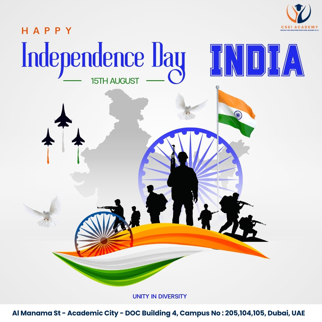 CSEI Academy proudly joins the celebration of India’s Independence Day — honoring the world’s largest democracy, a sovereign nation that stands as a shining example of unity in diversity. 🇮🇳
#cseiacademy #IndependenceDay2025 #IndiaIndependenceDay #studyindubai #studentlife #studentsuccess #lifeindubai