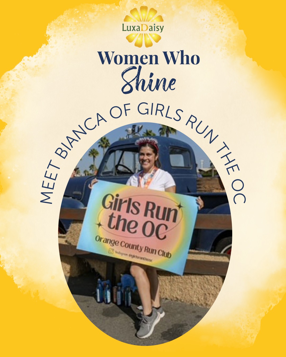 Women Who Shine: Meet Bianca, the inspiring founder of Girls Run the OC! 🏃♀️✨
Bianca started her journey in high school cross country and turned her love of running into a community where women of all levels can come together, support one another, and find joy in movement. 💛
Her story is a reminder that it’s not just about running — it’s about connection, resilience, and lifting each other up. 🌼
👏 Let’s celebrate Bianca and all the women who are creating spaces for empowerment and belonging here in Orange County!
💬 Tag a friend who inspires you to keep going!
#WomenWhoShine #LuxaDaisy #GirlsRunTheOC #SupportWomenLed #CommunityStrong