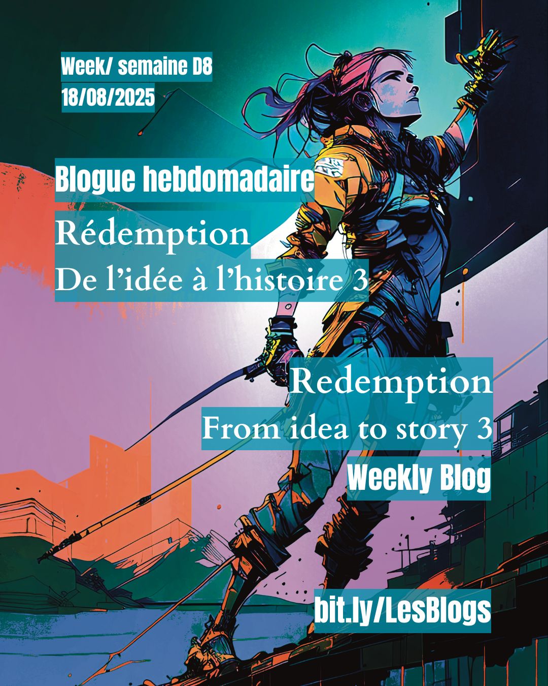 The blog is out! The anatomy of a novel, back to week D. Discover the writing process; follow the progress as I begin working on a new project Redemption, a science fantasy novella from Punk Nexus Series. Learn a bit more about the baddies and read the last excerpt (for now) of Heritage a science fiction novel from the Galactic Humanity series. Next month, you’ll be introduced to a new writing project.
bit.ly/LesBlogs
Le blog est là! L’anatomie d’un roman, retour de la semaine D. Découvrez le processus d’écriture, suivez la progression d’un nouveau projet Rédemption, une science fantasy de la série du Nexus Punk. Apprenez-en un peu plus sur les méchants et lisez le dernier extrait (pour l’instant) du roman de science-fiction de la série Humanité Galactique : Héritage. Le mois prochain, vous découvrirez un nouveau projet d’écriture.
#abalabee #ancilians #sciencefantasy #steampunk #fictionblogs #blogfiction