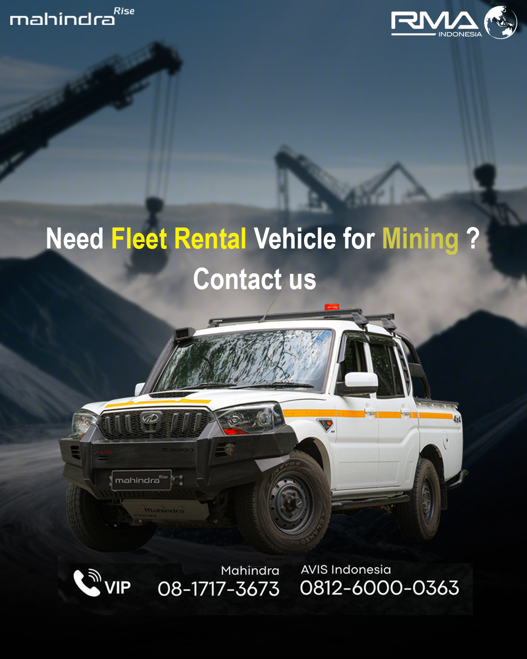 Butuh kendaraan tangguh untuk kendaraan operasional Anda?
Mahindra Fleet Rental kini hadir, powered by RMA Indonesia - AVIS.
Siap mendukung kebutuhan industri Anda dengan kendaraan yang kuat dan terpercaya.
.
#MahindraScorpio #PikUpKeren #MahindraIndonesia #YourPartnerInSuccess #RMAIndonesia #mahindra4x4 #mining #plantation #farming #miningindonesia #minerals #coal #tambang #sobatenergi #ESDM #miningexpo #agriculture #agriculturelife #tipsandtrick #pertanian #perkebunan #pertambangan #fleet #fleetrental #rentalfleet #pickuprental