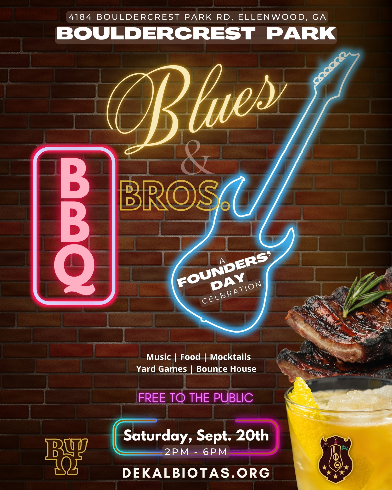 Barbecue Blues & Bros. on Bouldercrest – A Founders’ Day Celebration
Join us on Saturday, September 20th, at 2PM for food, music, and fellowship.
Bring the family and celebrate during this free community event with the DeKalb Iotas. (Bouldercrest Park: 4184 Bouldercrest Park Rd. Ellenwood, GA )
#DeKalbIotas | #BPOLeadsTheWay | #IPT1963 | #BBQBluesAndBros