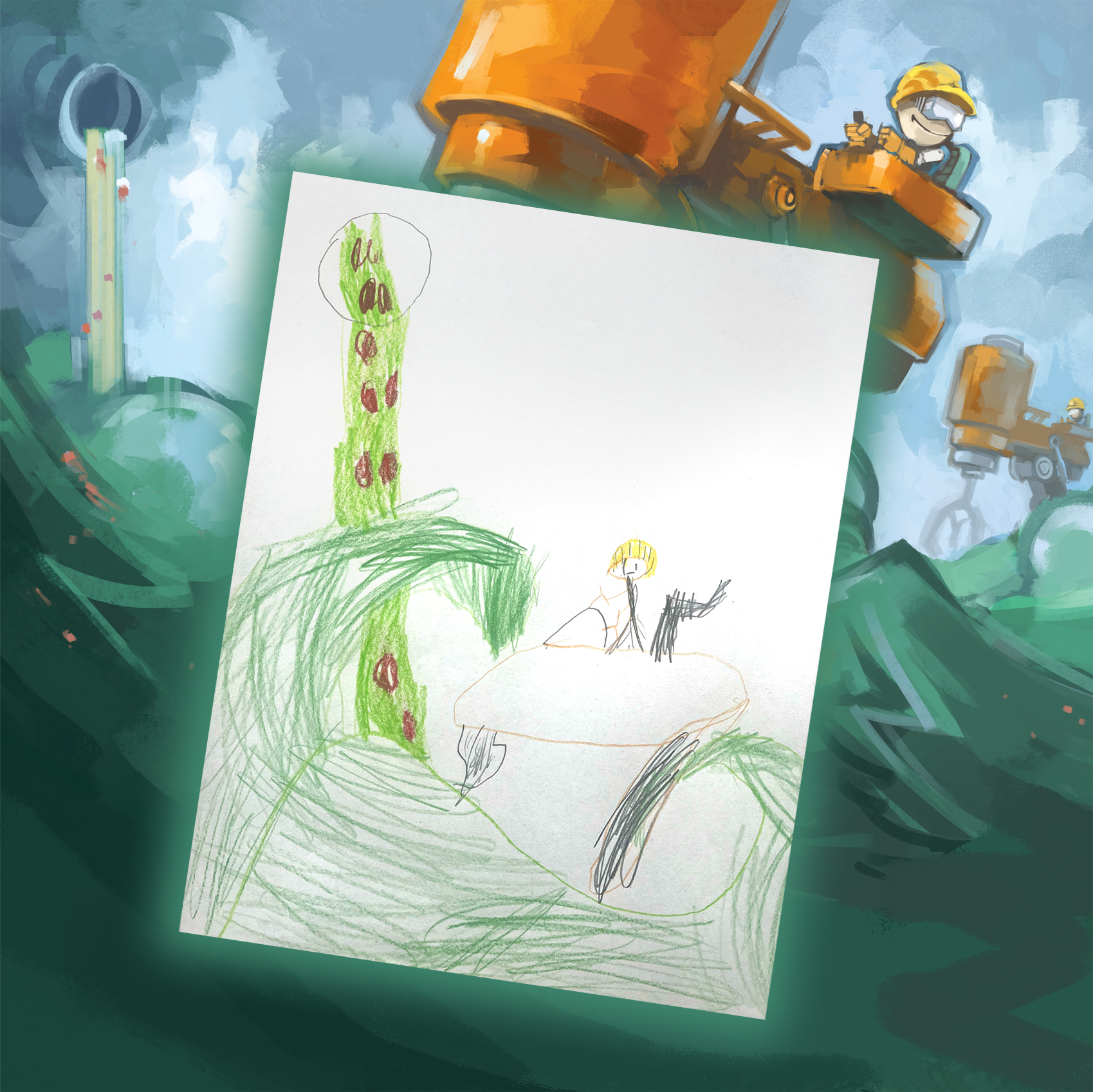 My daughter Sylvia, made this AMAZING drawing from memory from this page of the Fuel Factory.
In truth, I didn't even realize what she was drawing when she was going after it. We were working on a how to draw video, so the book was on her mind, but this wasn't the activity and the book itself wasn't open. She was just doing her thing from recall.
I overlaid the two images as there were so many little details she got right! Great observation little one! I LOVE her big wave shapes.
As parents, we all put our kids artwork up all over our home; making sure to get this up on my virtual fridge as well :-)
#yourbodythefuelfactory