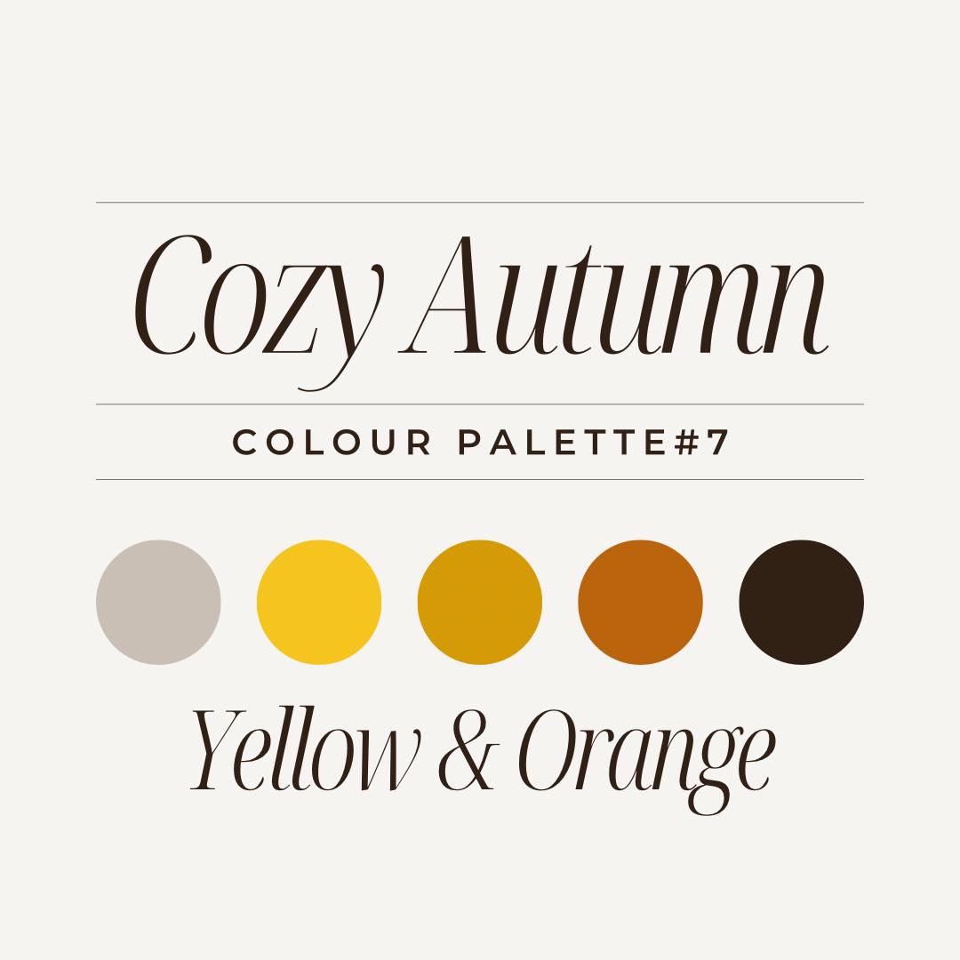 Ok! Almost done!
The last and seventh colour palette I love for Autumn Photos features some colours and tones that I absolutely cannot pull off myself, but that I think look stunning on so many others: Yellows and Oranges! When paired with a mix of neutral tones, these colours can really add a pop of colour and some fun contrast with the leaves!
And for the very last time…they look so good with jeans! 🙈😆