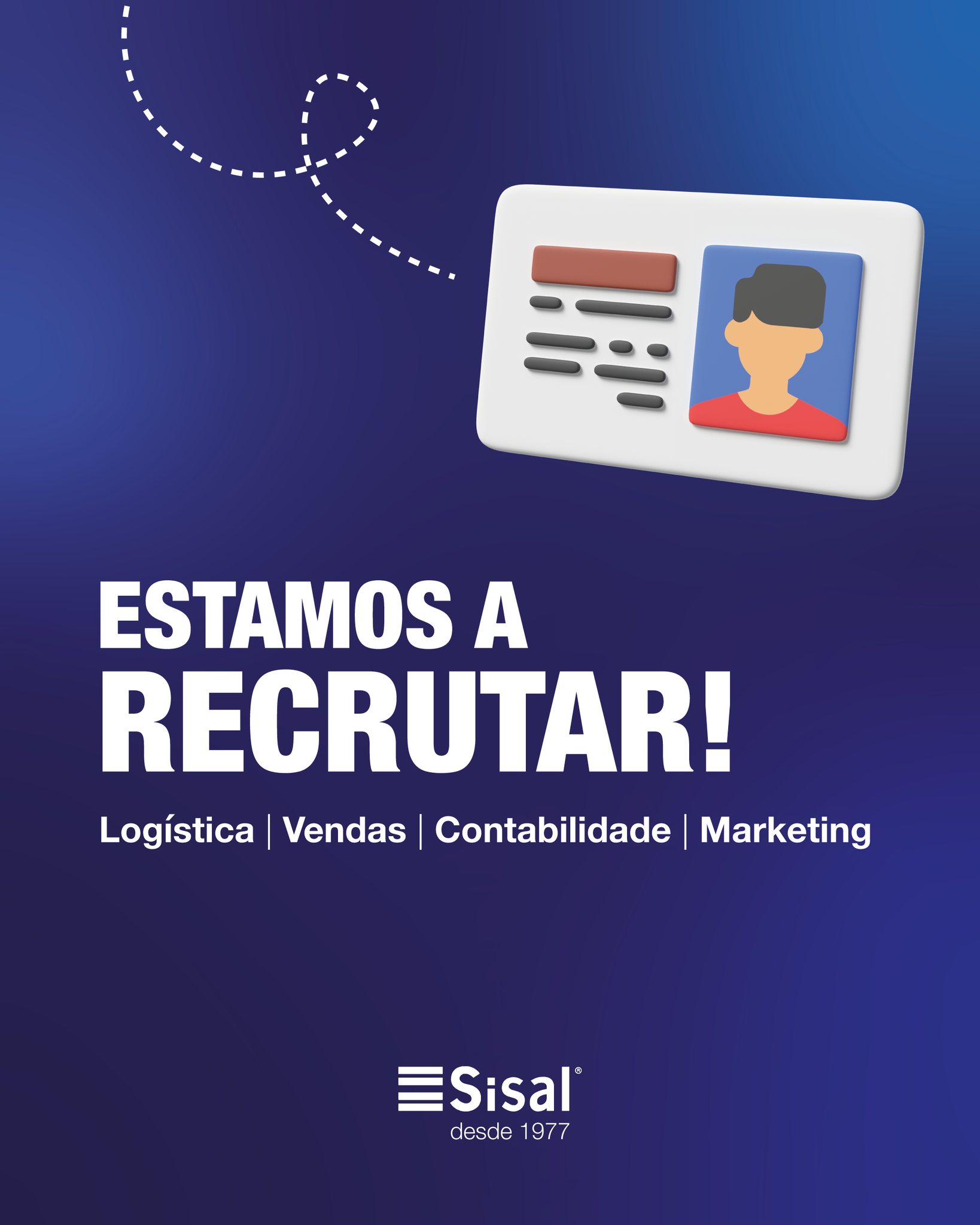 Estamos a aumentar a nossa equipa!
Somos uma empresa de venda de materiais de construção com quase 50 anos de história.
Conheça-nos melhor através do nosso site e da nossa loja.
Envie o seu CV para o email pedro@sisal.pt
Até Breve!
