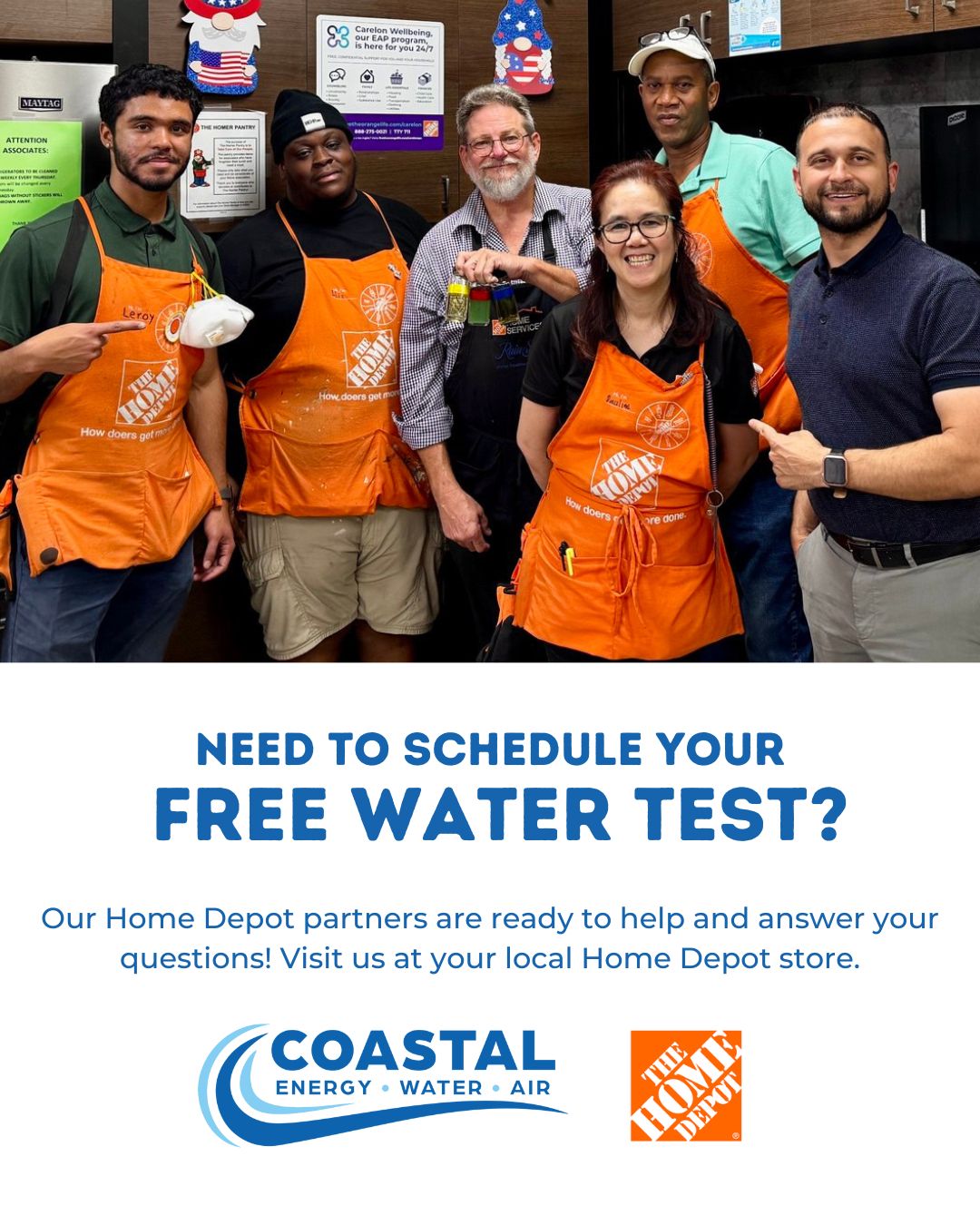 💧 Hey South Florida, did you know? Coastal Energy Water & Air proudly offers RainSoft whole-home water filtration systems right at your local Home Depot!
✅ Our friendly in-store reps are ready to answer your questions and schedule your FREE water test.
✅ You can even use your Home Depot Credit Card or project financing options toward your RainSoft purchase!
Stop by today and discover how easy it is to enjoy cleaner, safer water at home. 💙
#HomeDepot #RainSoft #BetterWaterBetterLife #coastalewa #WHOLEHOUSEWATERFILTER #WATERFILTRATION #waterfilter #airpurifier