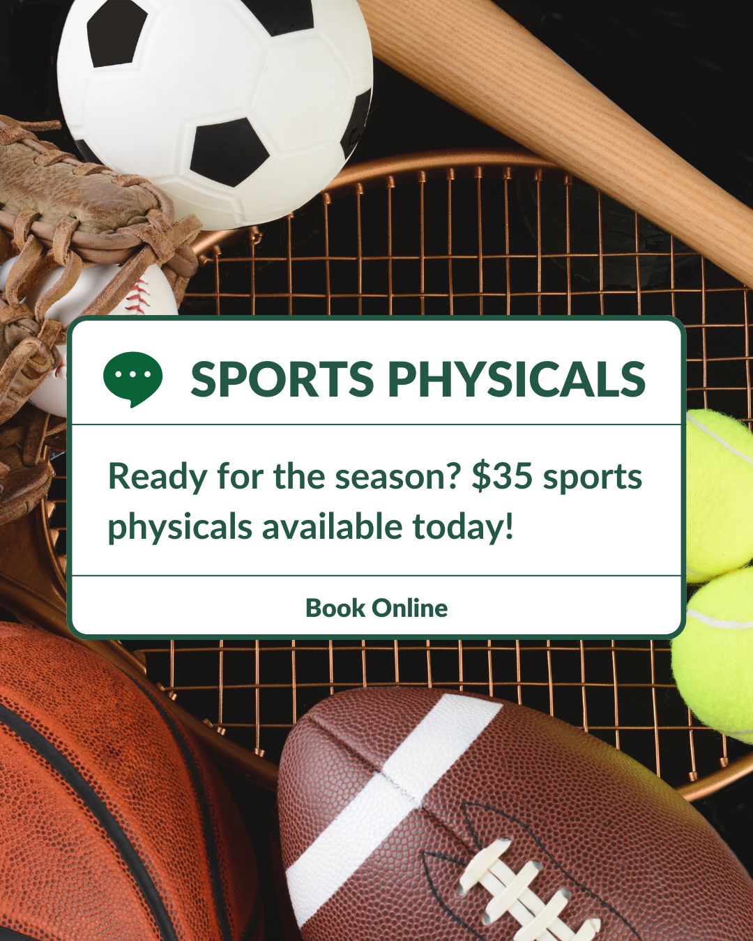 Fall sports are almost here! 🏈⚽ Don’t wait until the last minute—get your $35 sports physical today!