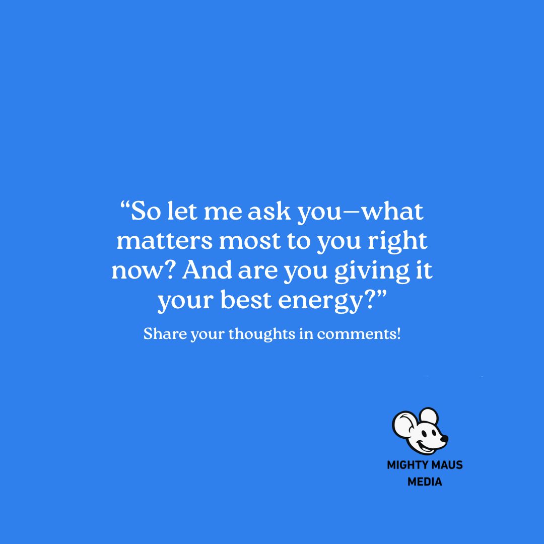 What really matters most? 🌟
It’s so easy to get caught up in the noise—emails, deadlines, endless to-dos. But the real breakthrough comes when you focus your energy on what only you can do.
That’s the heart of my newest blog. Hope it inspires you to pause and ask: Am I giving my best to what matters most?
🔗 Read here: https://open.substack.com/pub/shawnmaus/p/focusing-on-what-matters-most?r=3t9k&utm_campaign=post&utm_medium=web&showWelcomeOnShare=true