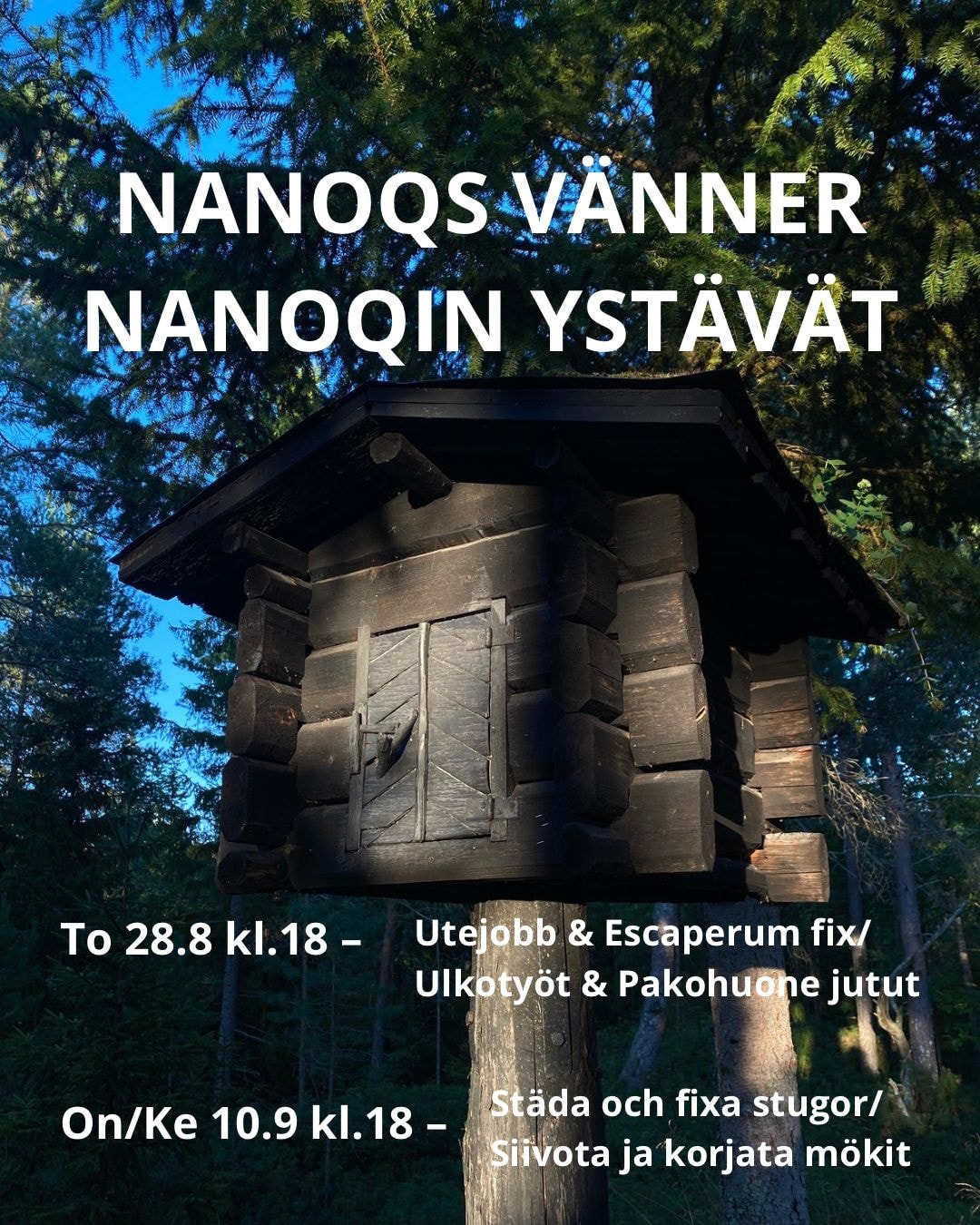 🇸🇪Välkommen med i Nanoqs vänner! Hjälp oss att utveckla och bevara Jakobstads och Finlands unika arktiska museum.
Kom när du har passligt, ingen förhandsanmälan behövs. Hoppas vi ses 😊
Kom med i whatsappgrupp om du vill hålla dig uppdaterad om när vi träffas. Länken till whatsappgruppen finns i vår bio och i kommentarsfältet.
🇫🇮 Tervetuloa mukaan Nanoqin ystäviin!
Auta meitä kehittämään ja säilyttämään Pietarsaaren ja Suomen ainutlaatuista arktista museota.
Tule silloin kun sinulle sopii, ennakkoilmoittautumista ei tarvita. Toivottavasti nähdään 😊
Liity WhatsApp-ryhmään, jos haluat pysyä ajan tasalla siitä, milloin tapaamme. Linkki WhatsApp-ryhmään löytyy biostamme ja kommenttikentästä.
🇬🇧 Welcome to Friends of Nanoq!
Help us preserve and develop Jakobstad’s unique Arctic museum.
Join us whenever it suits you – no registration needed. Hope to see you 😊
Stay updated by joining our WhatsApp group (link in bio and comments).